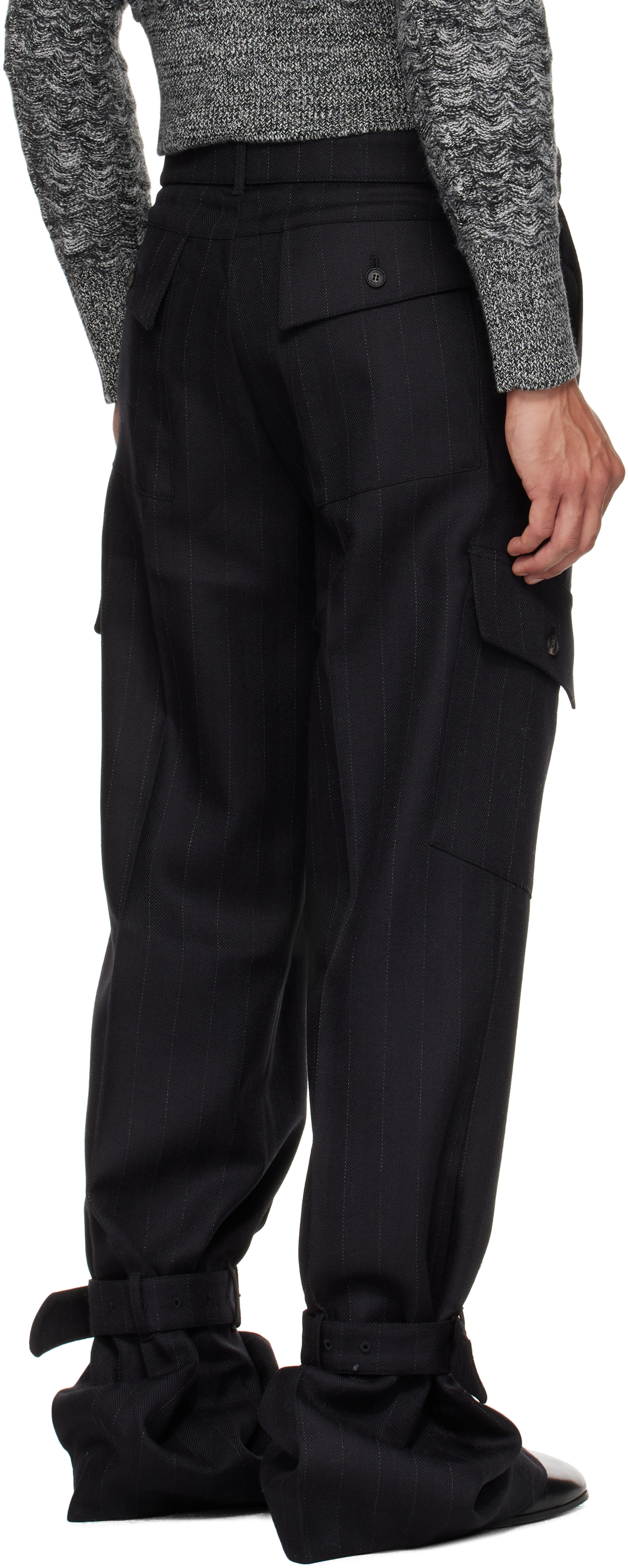 Egonlab Black Belted Cargo Pants In Black