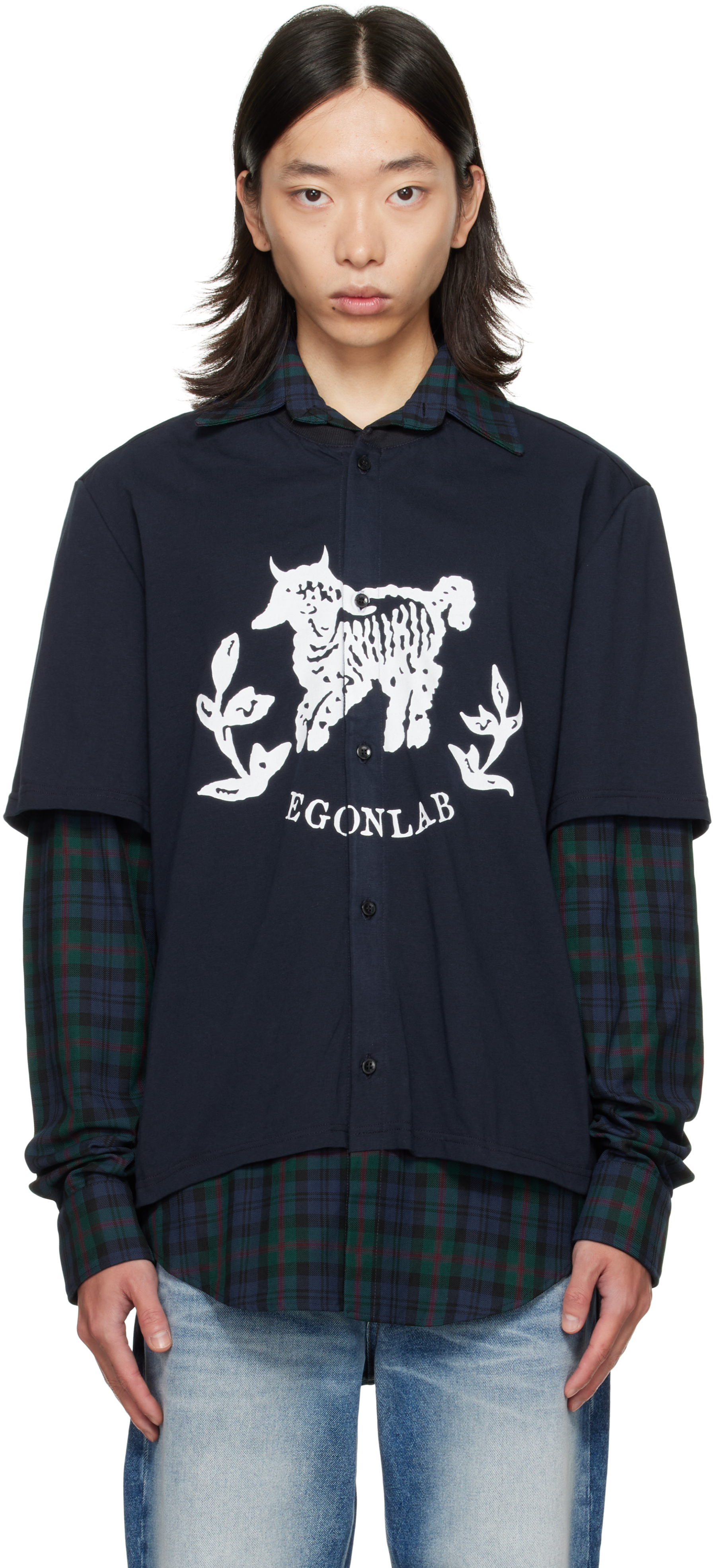 Egonlab Navy Moutono Shirt In Gray