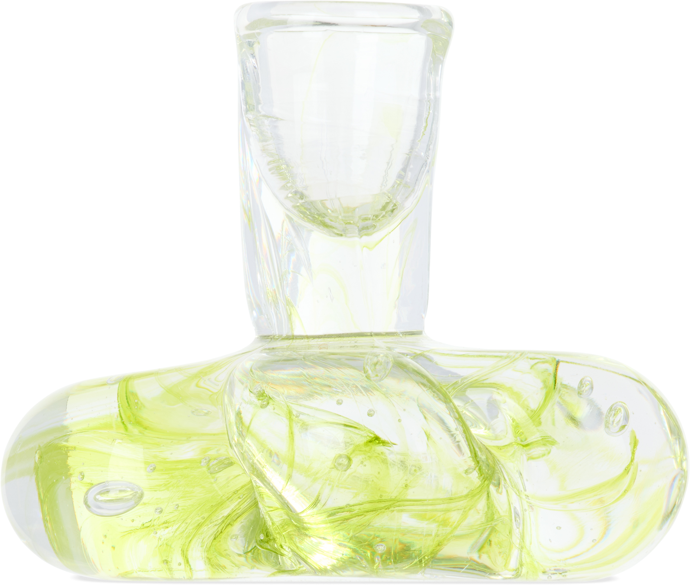 Rashelle Green Flubber Candle Holder In Lime Green