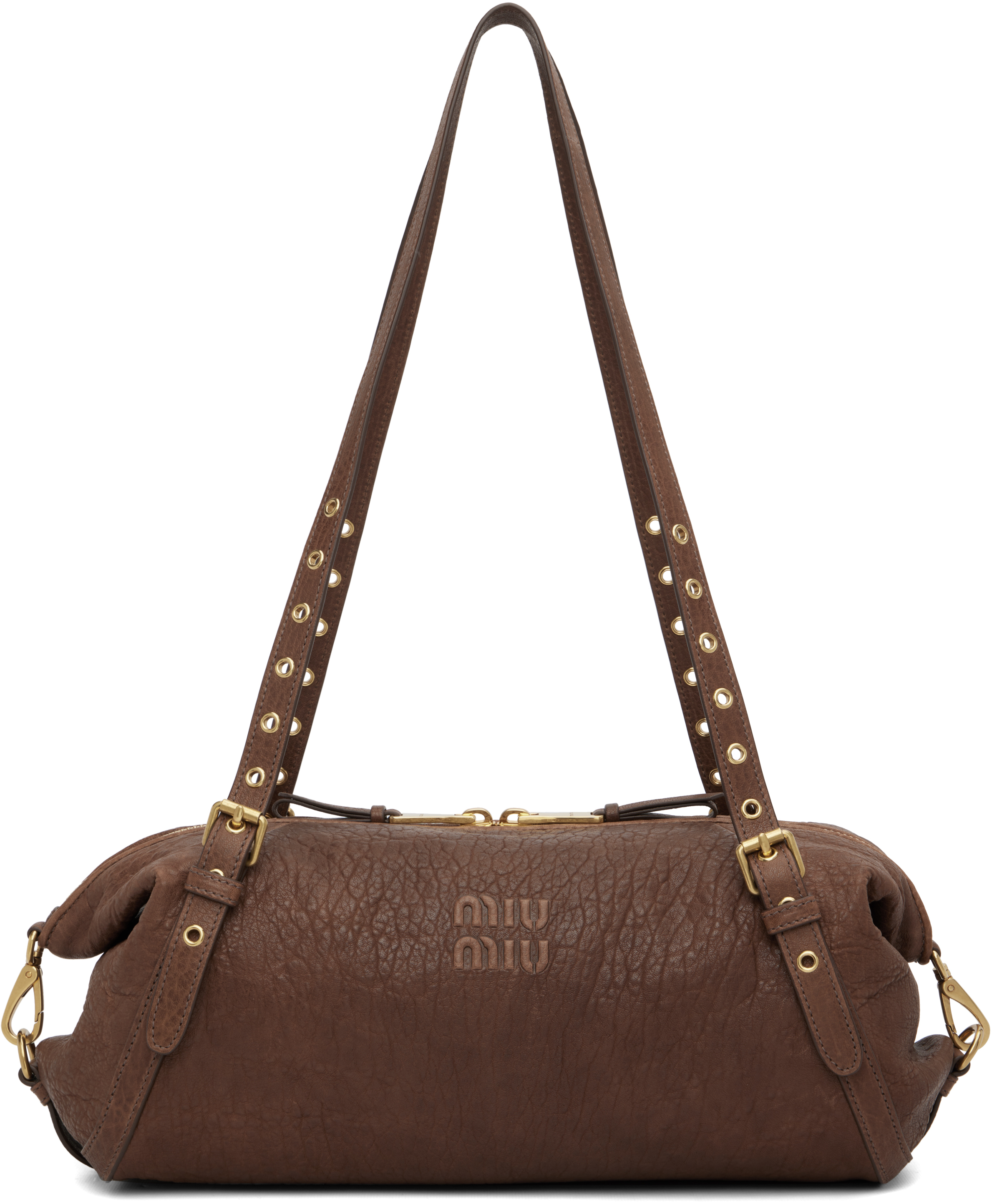 Miu Miu: Brown Long Shoulder Bag | SSENSE Canada