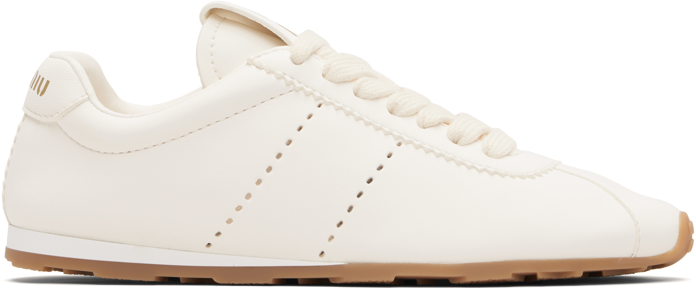 Miu Miu: Off-White Plume Nappa Leather Sneakers | SSENSE Canada