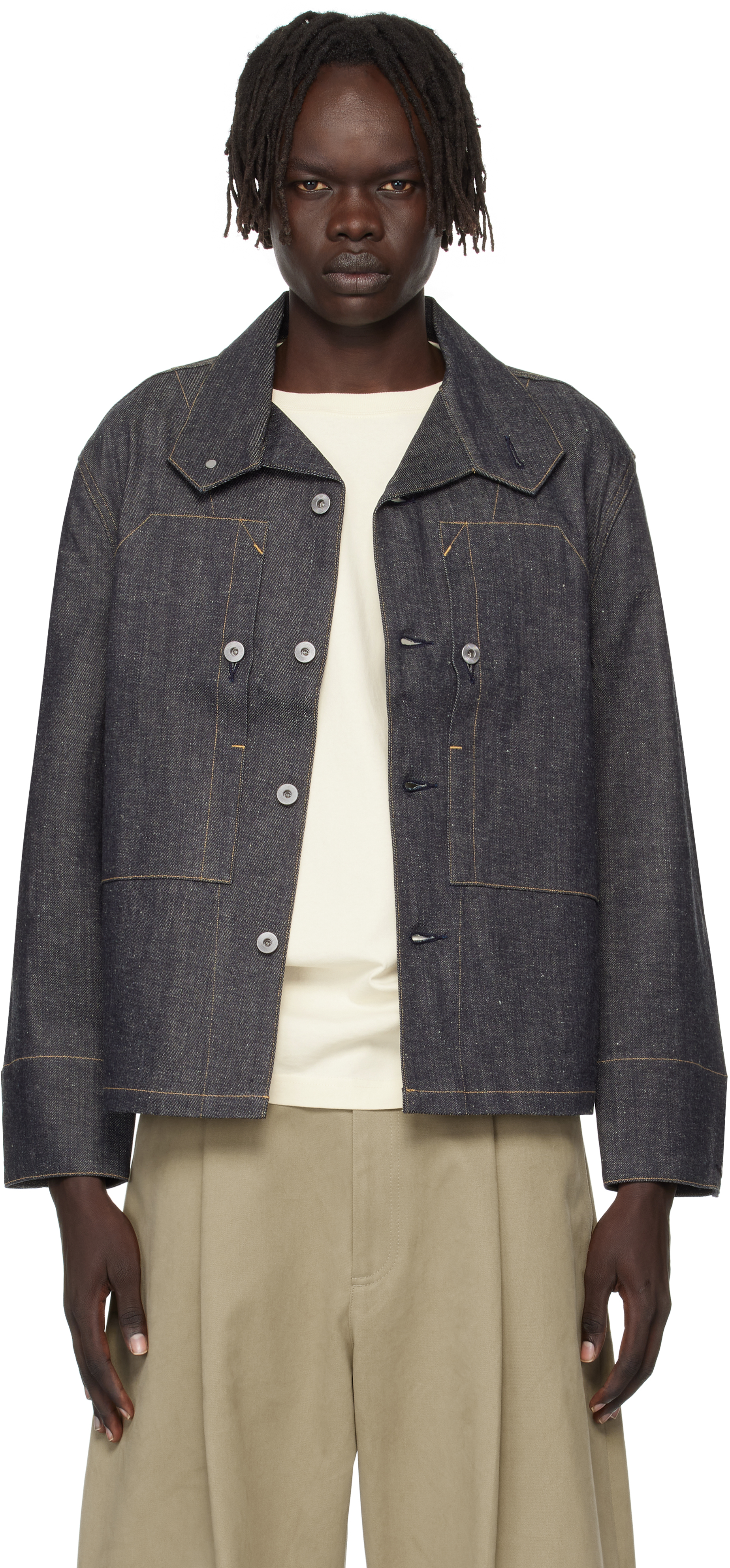 Taiga Takahashi: Navy Lot. 715 French Navy Mechanic Denim Jacket