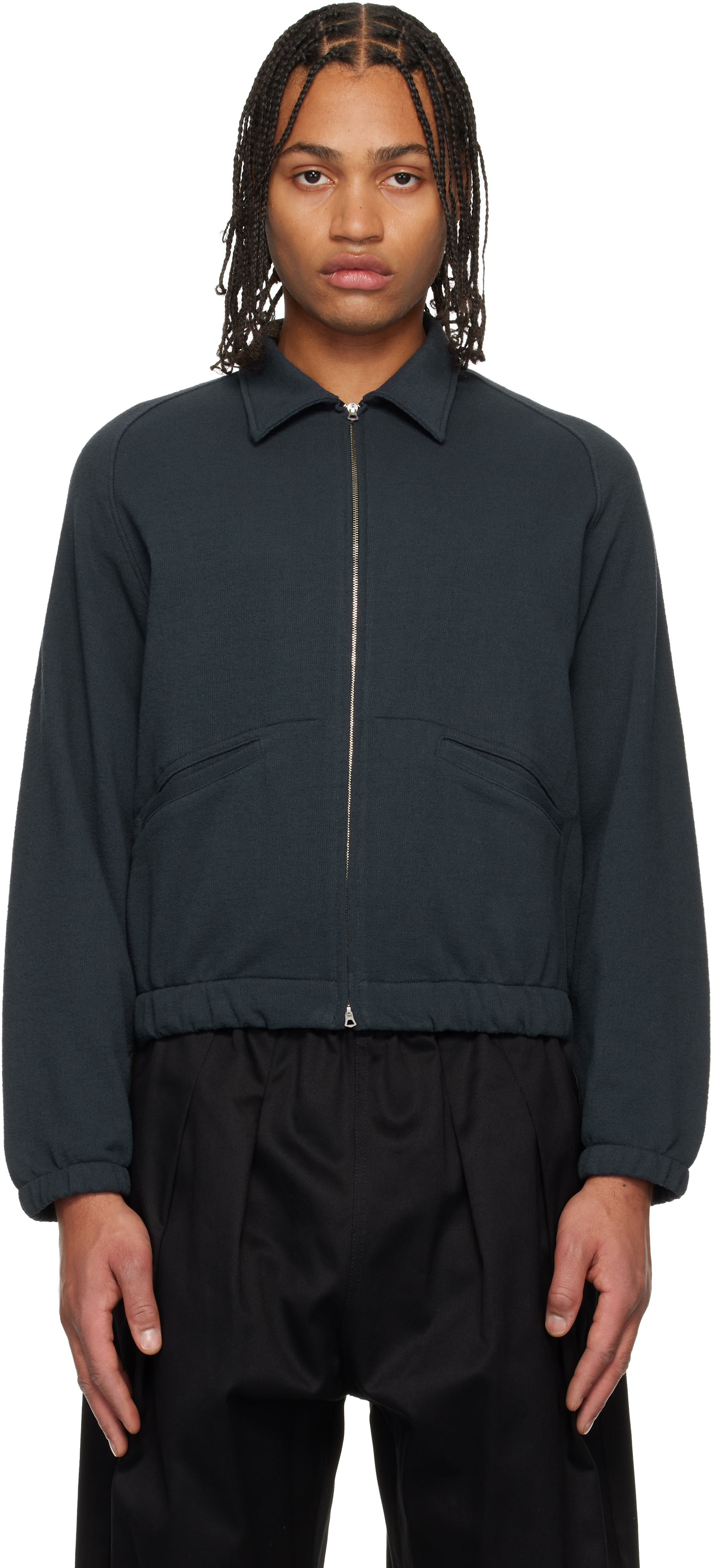 Black Textured Coach Jacket by Lady White Co. on Sale