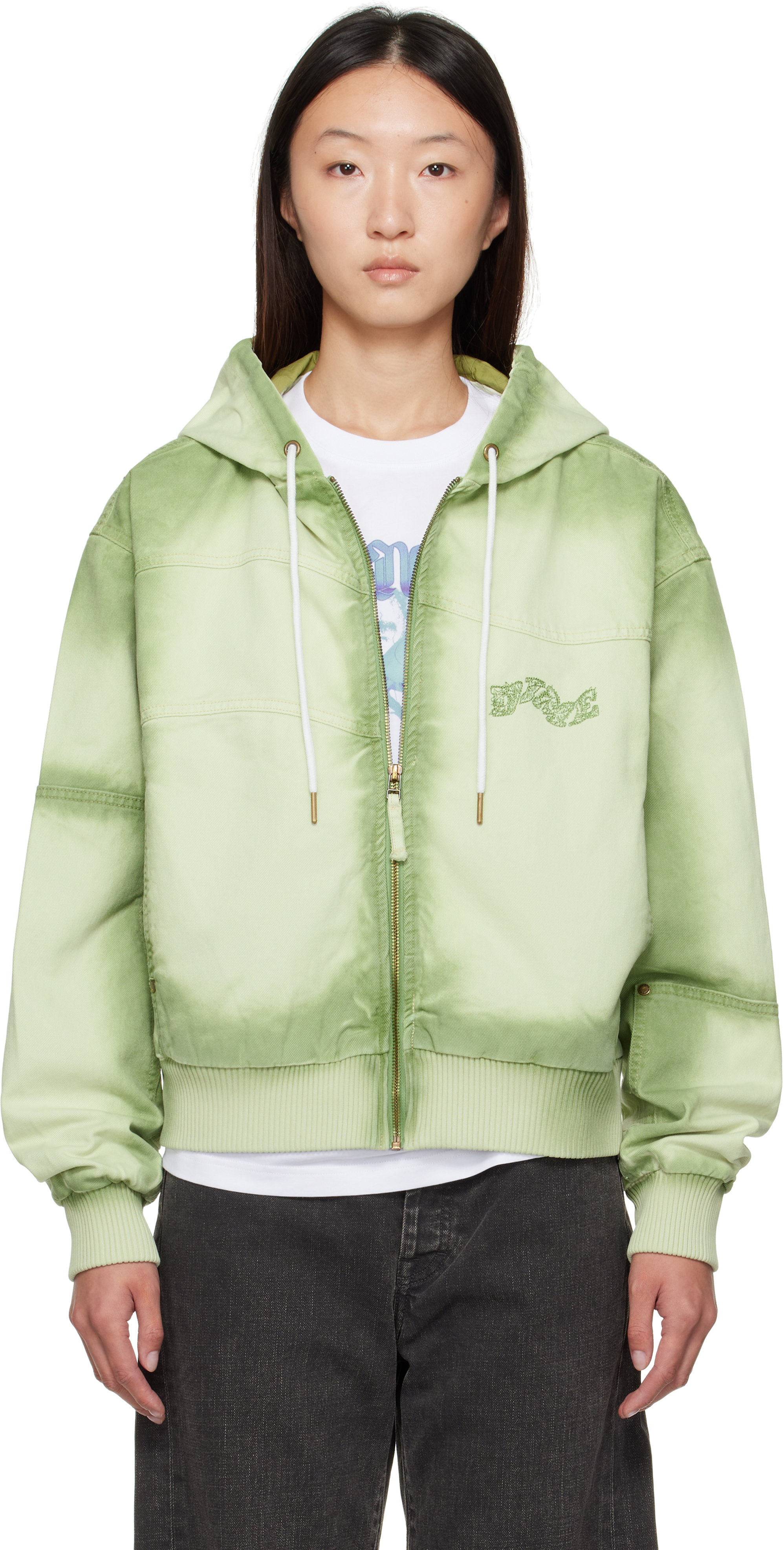 Dime Panel Denim Hooded Bomber / Coffee (ダイム ジップ