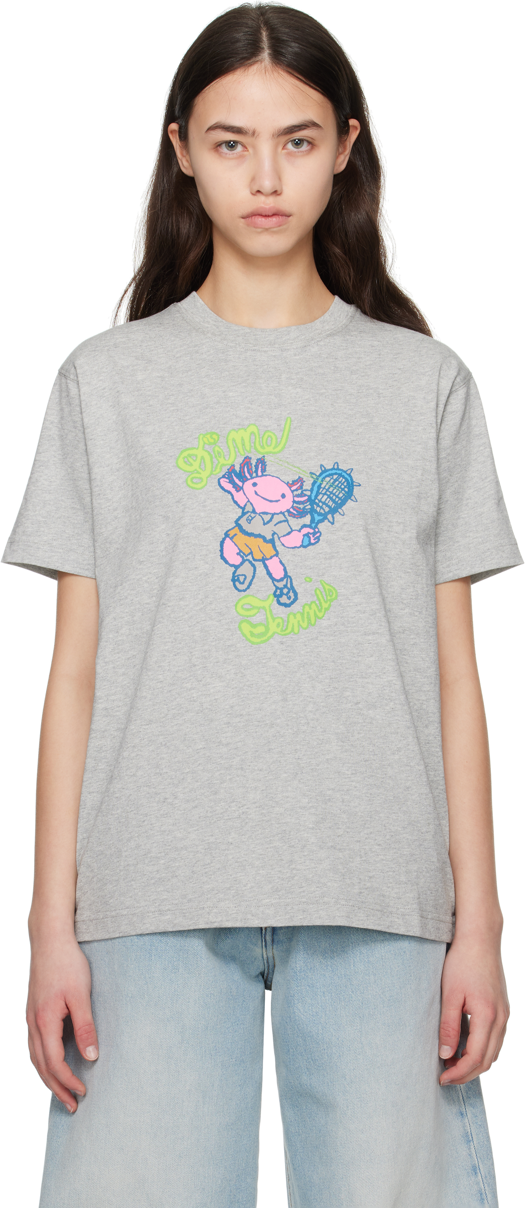 Dime Axolotl Tシャツ 半袖 Black Gray Natural Pink 送料込み Dime: Gray Axolotl T-shirt | SSENSE 대한민국