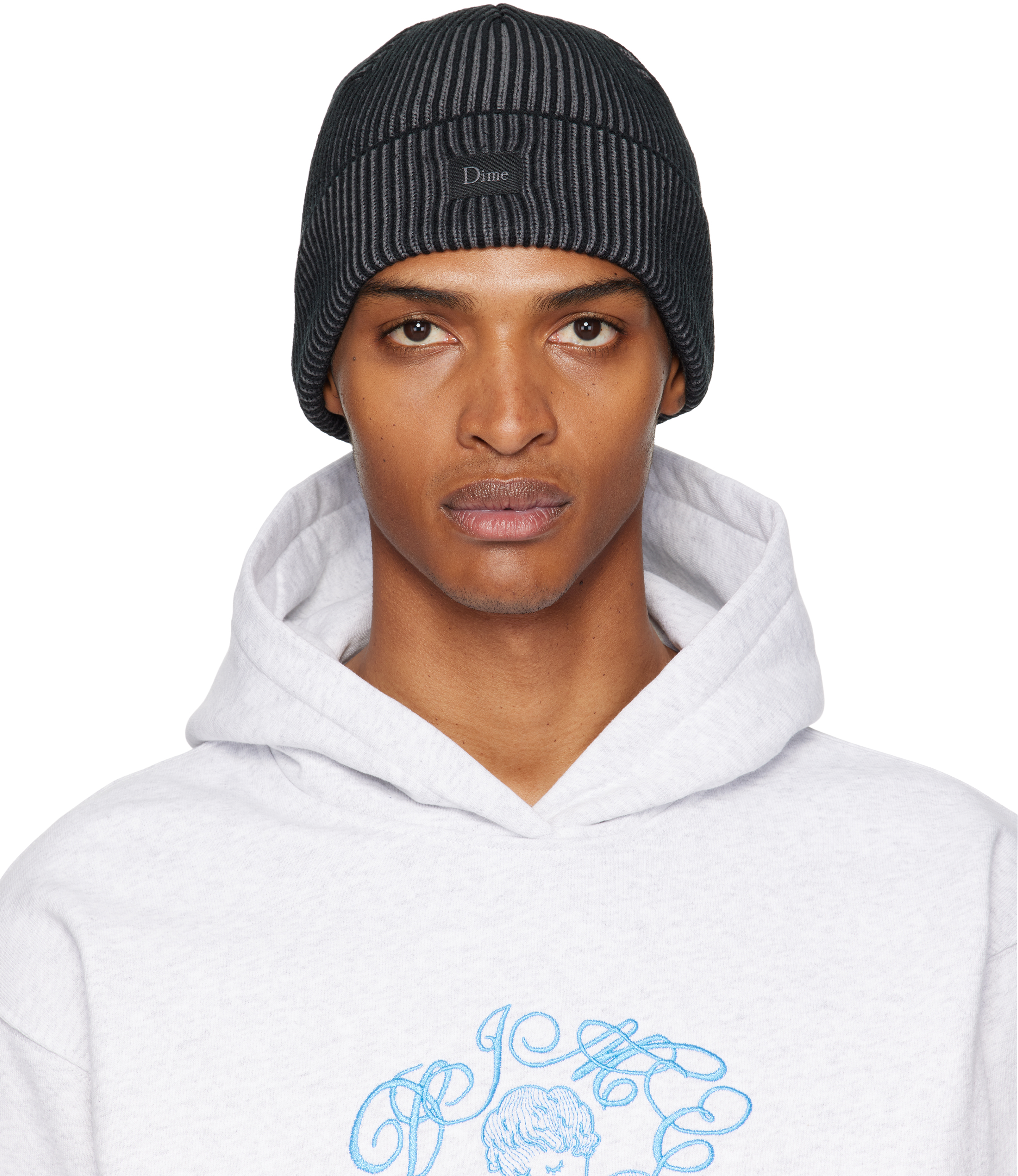 Dime: Black & Gray Classic Rib Beanie | SSENSE Canada