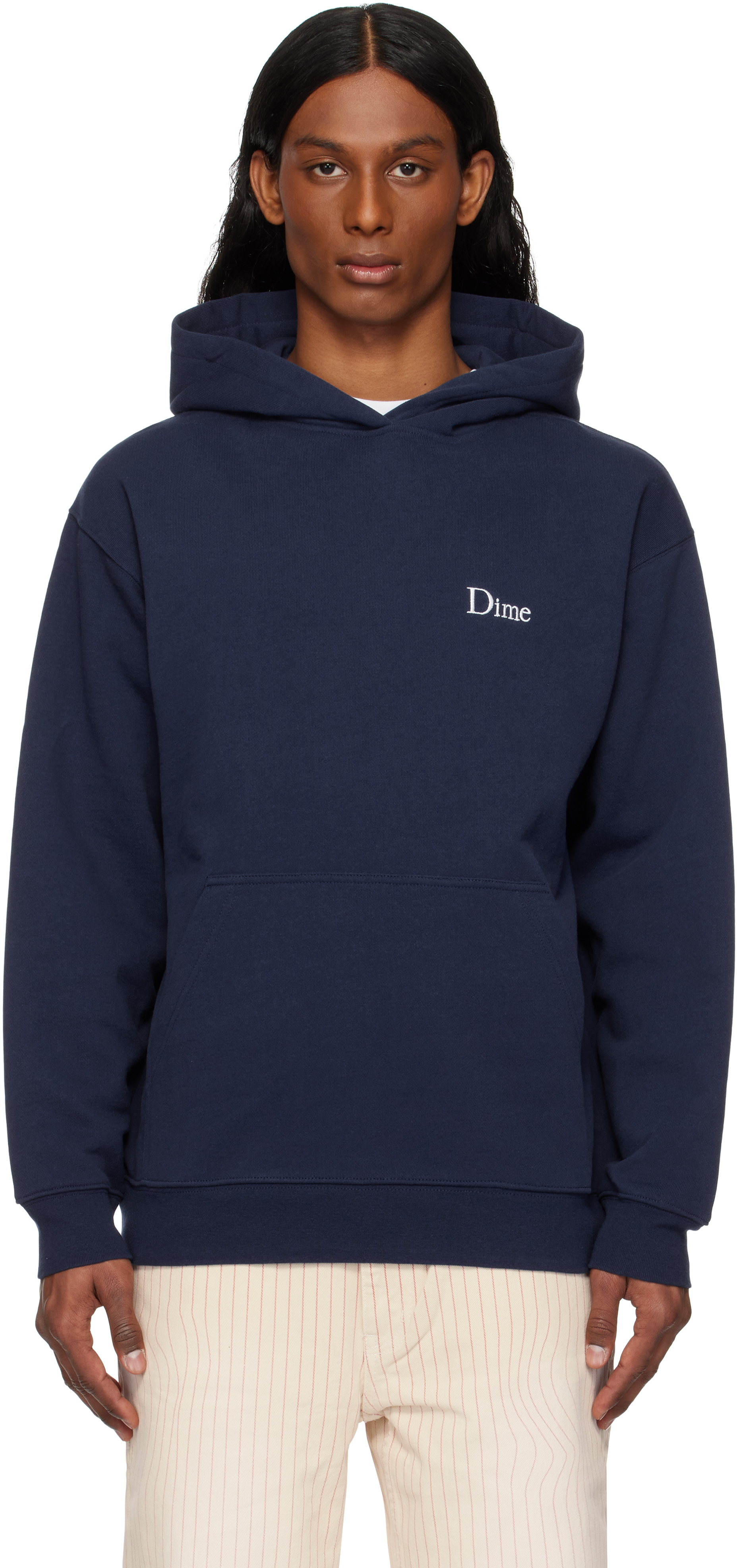 【関税込み】Dime ネイビー Classic Small Logo フーディ Dime: ネイビー Classic Small Logo フーディ | SSENSE 日本