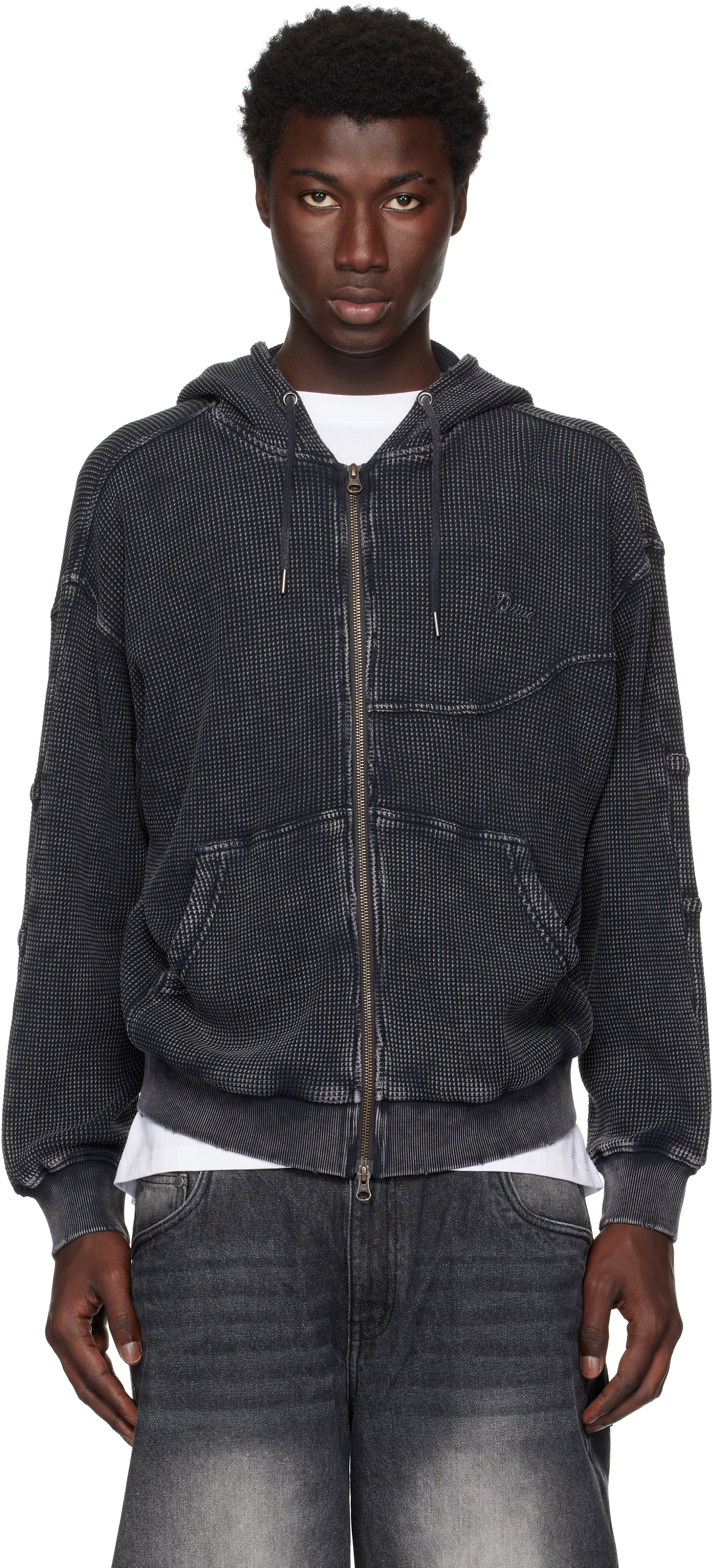 【関税込み】Dime グレー Embroidered Fighter フーディ dime-gray-cursive-small-logo-