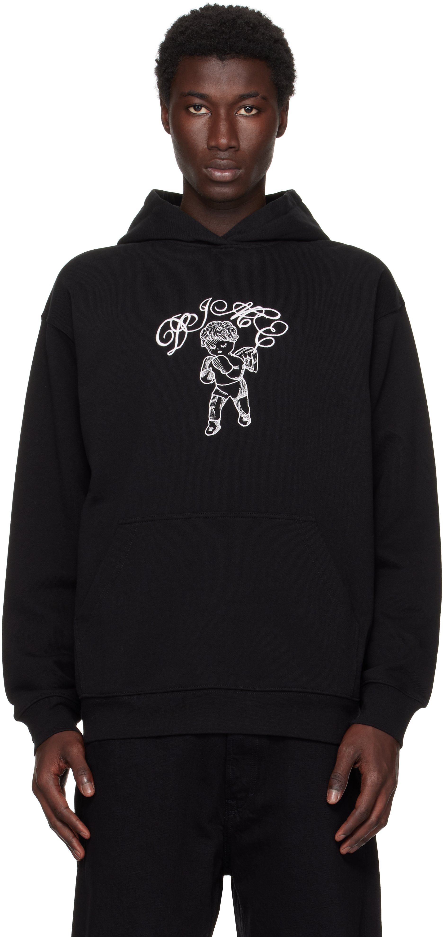【関税込み】Dime グレー Embroidered Fighter フーディ dime-gray-cursive-small-logo-