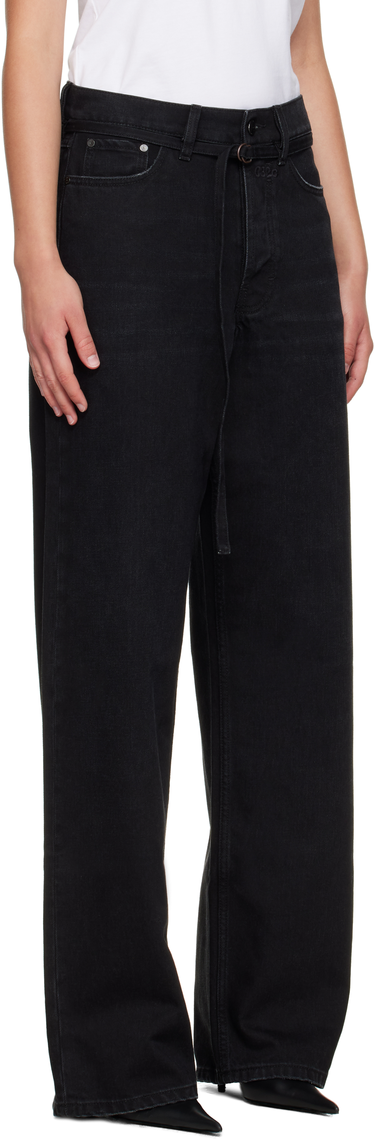 032c Black Down To Earth Wide Leg Jeans In Black