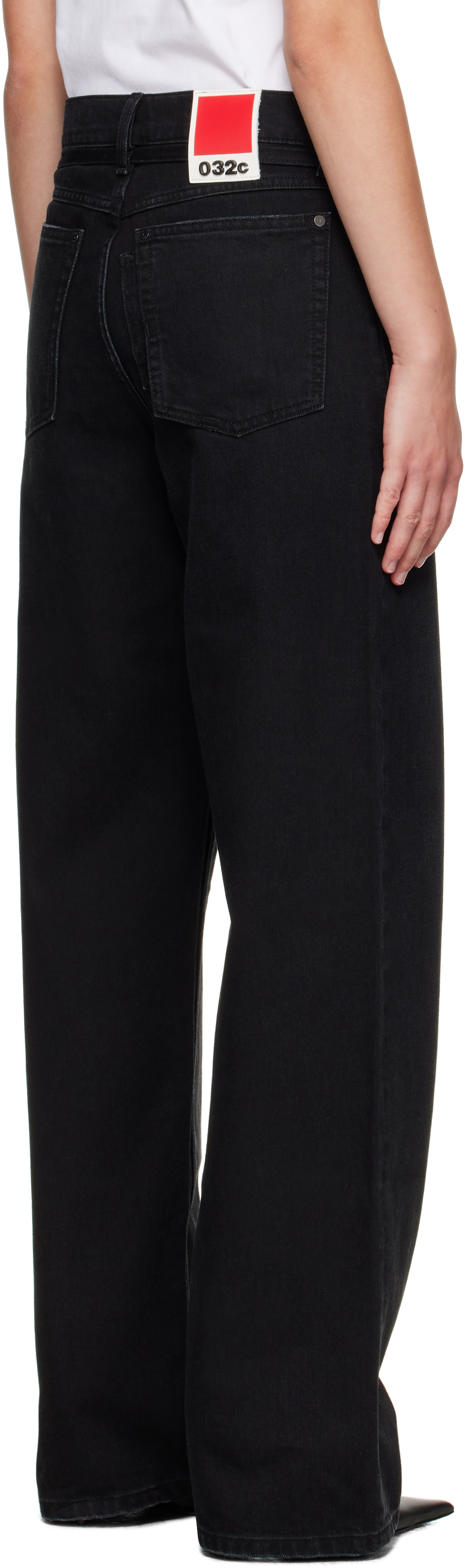 032c Black Down To Earth Wide Leg Jeans In Black