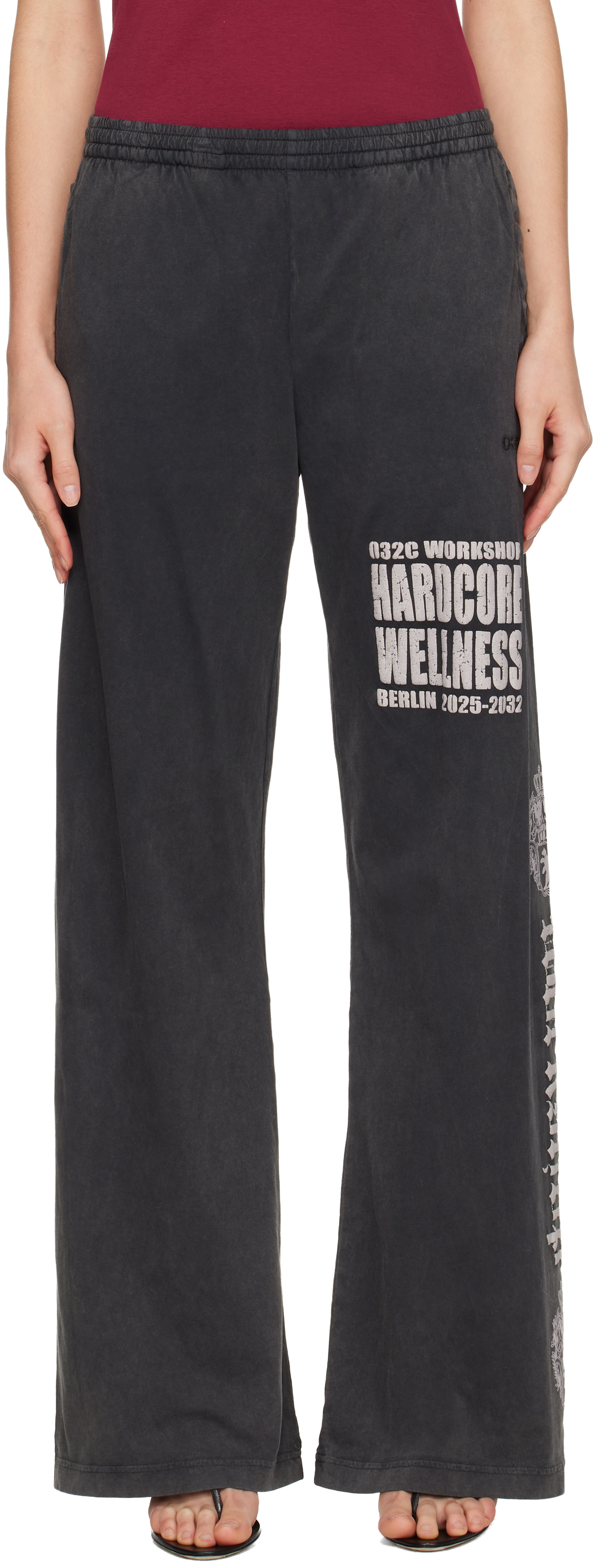 032c Gray Hardcore Wellness Lounge Pants In Black