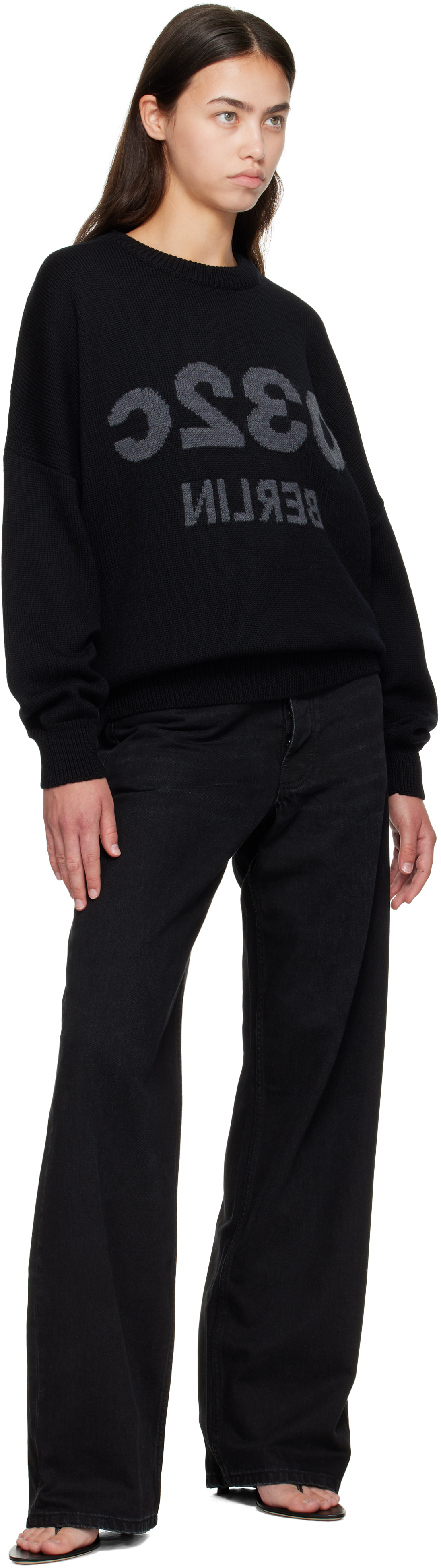 032c Black Selfie Sweater In Black