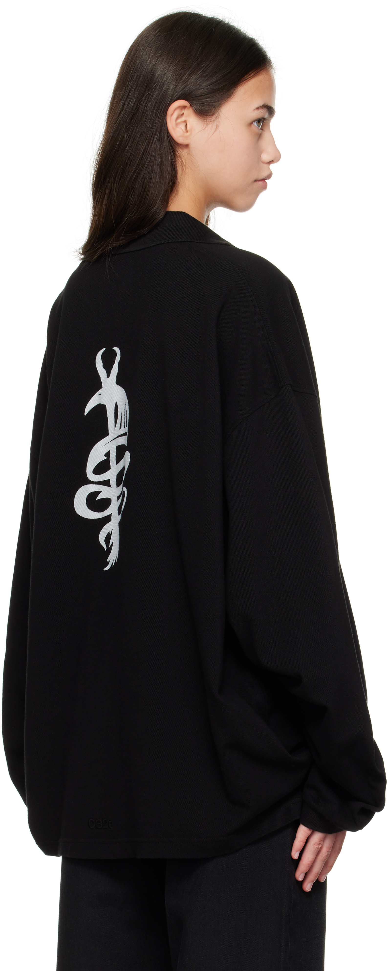 032c Black Speed Devil Ls Polo In Black