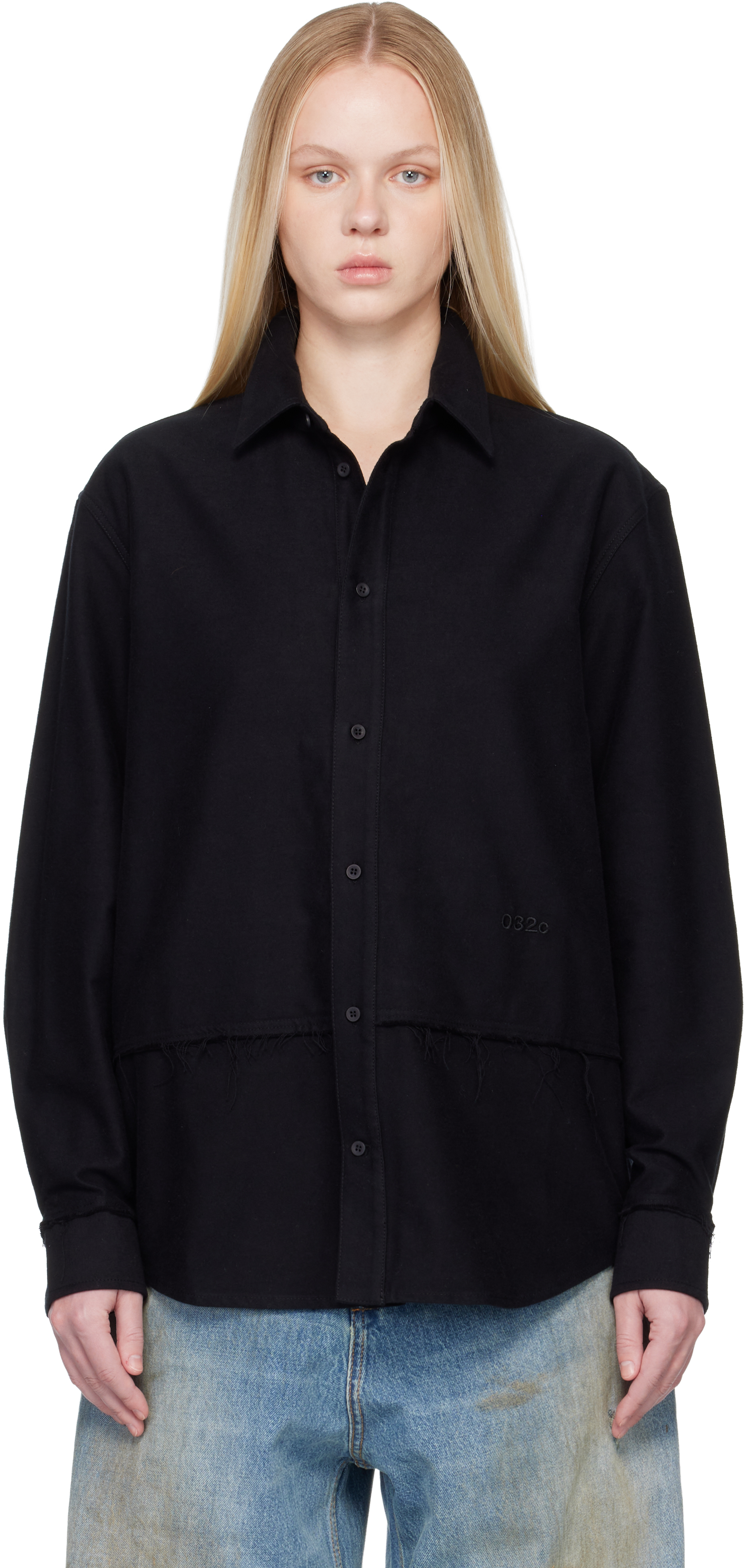 032c Black Workday Flannel Shirt In Animal Print