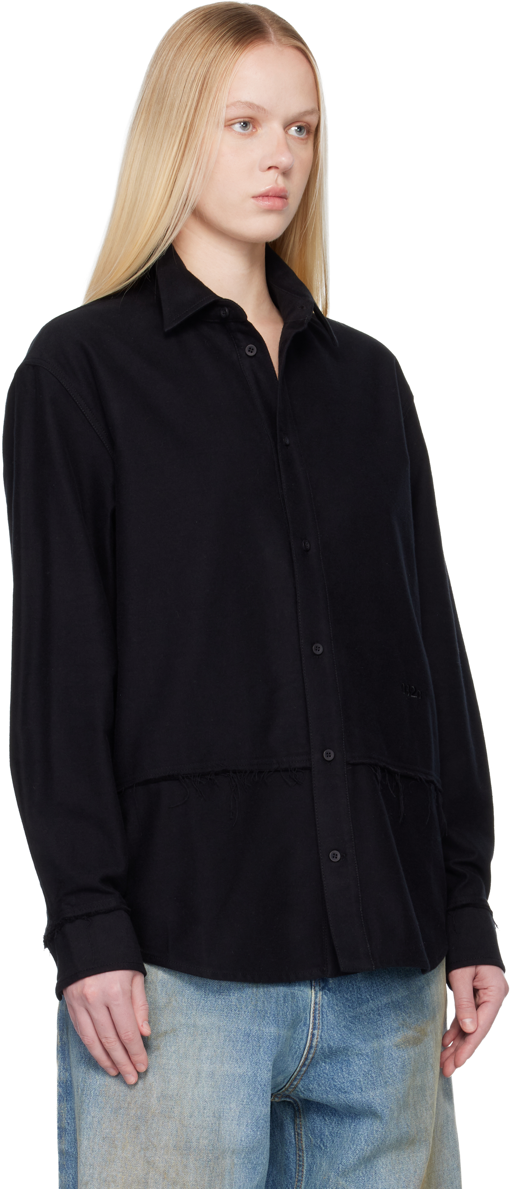 032c Black Workday Flannel Shirt In Animal Print