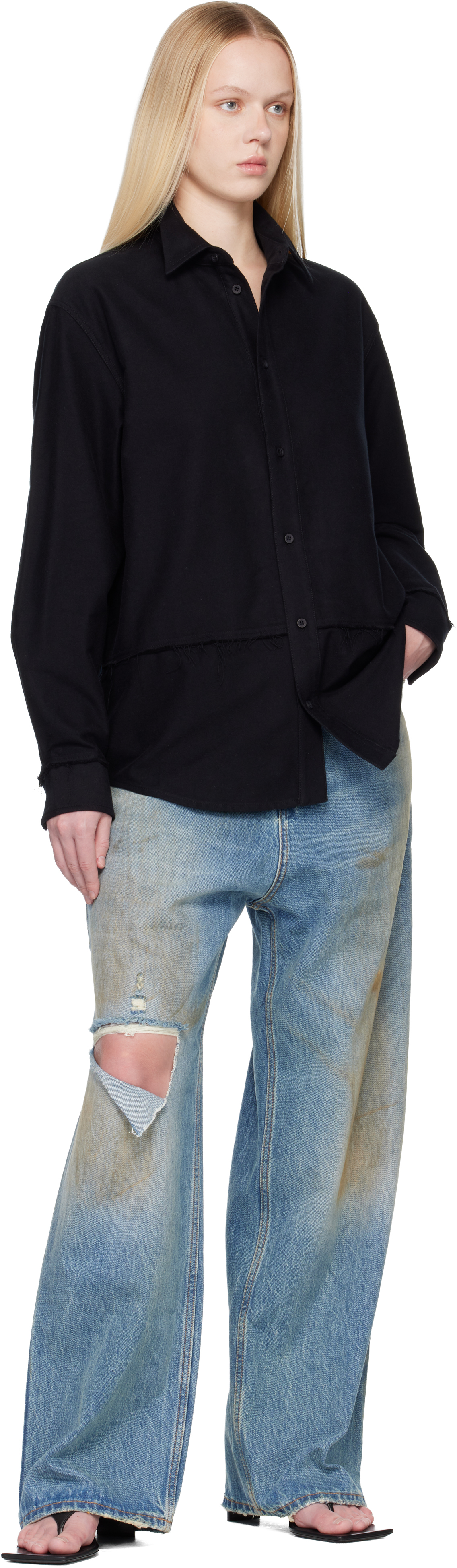 032c Black Workday Flannel Shirt In Animal Print