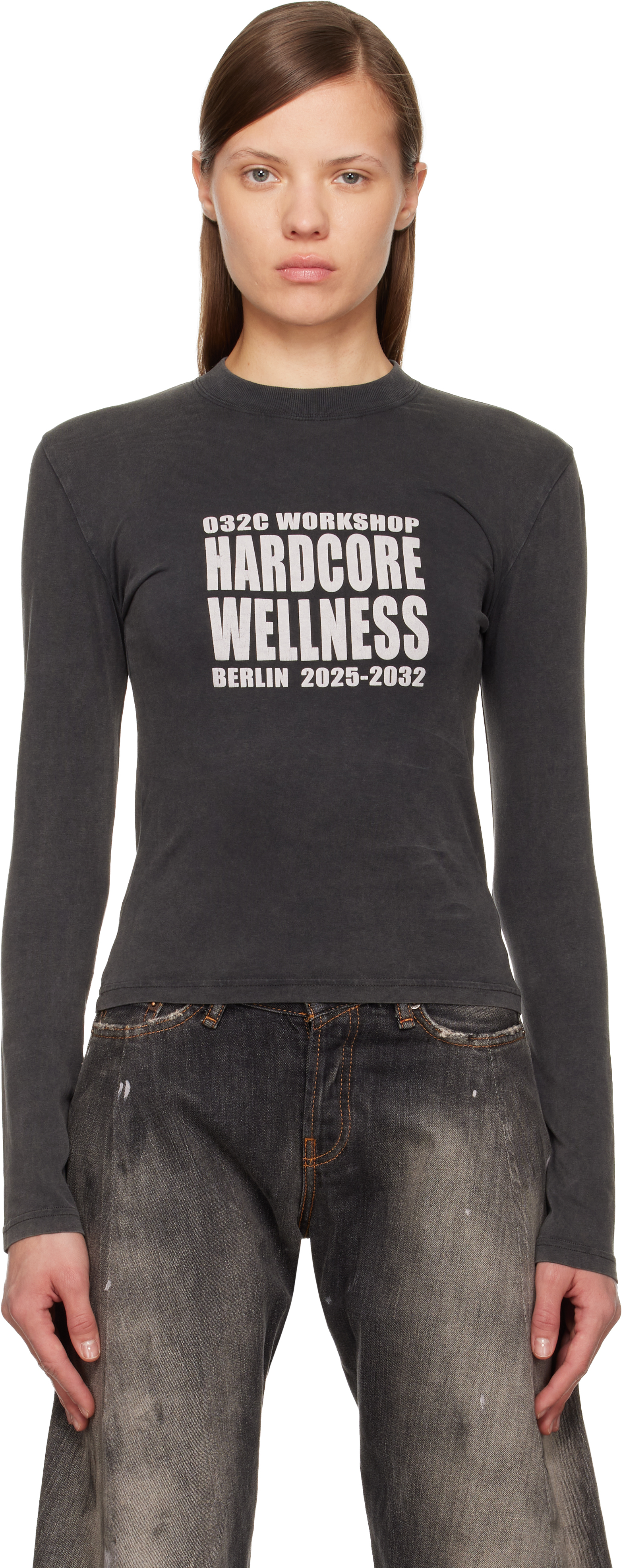 032c Black Hardcore Wellness Tight Longsleeve T-shirt