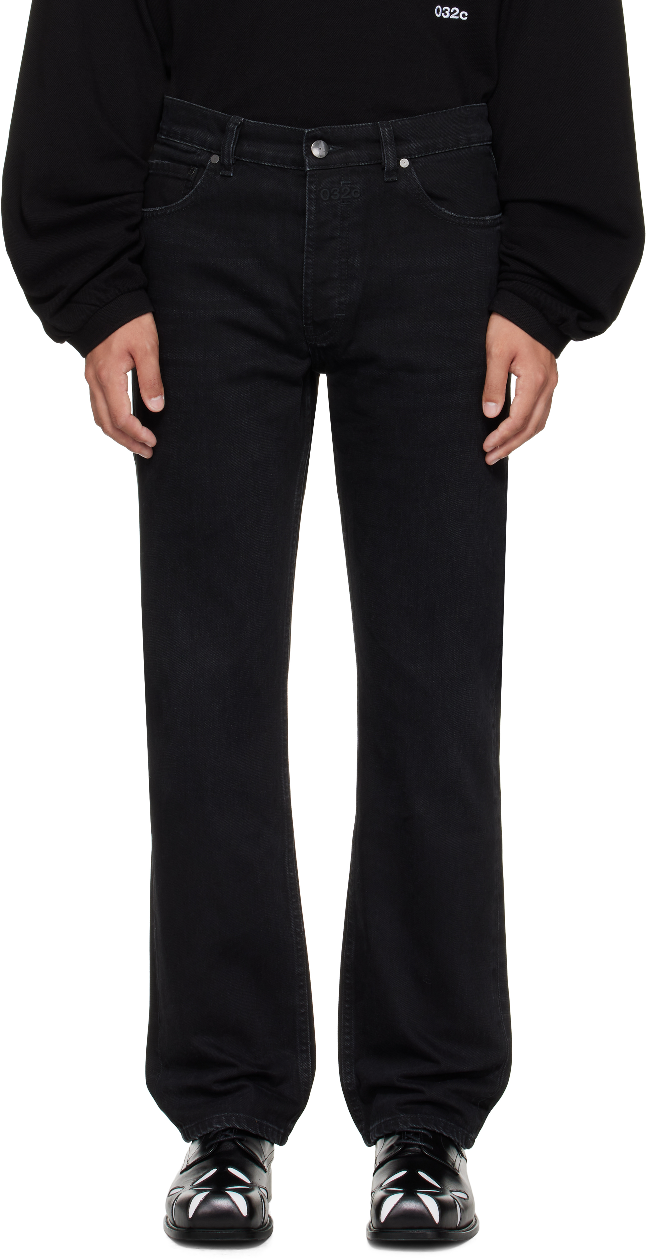 032c Black Down To Earth Straight Leg Jeans In Black