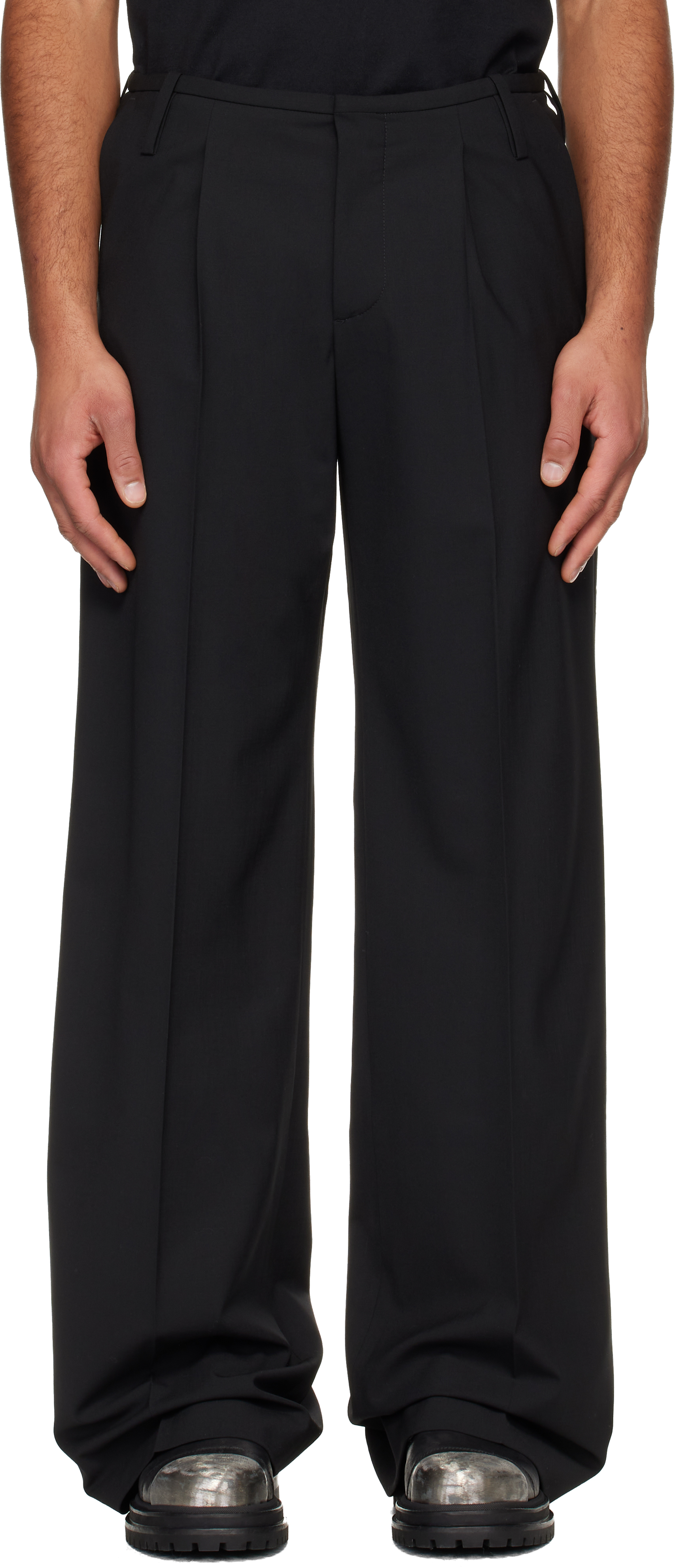 032c Black Wide Leg Suit Trousers