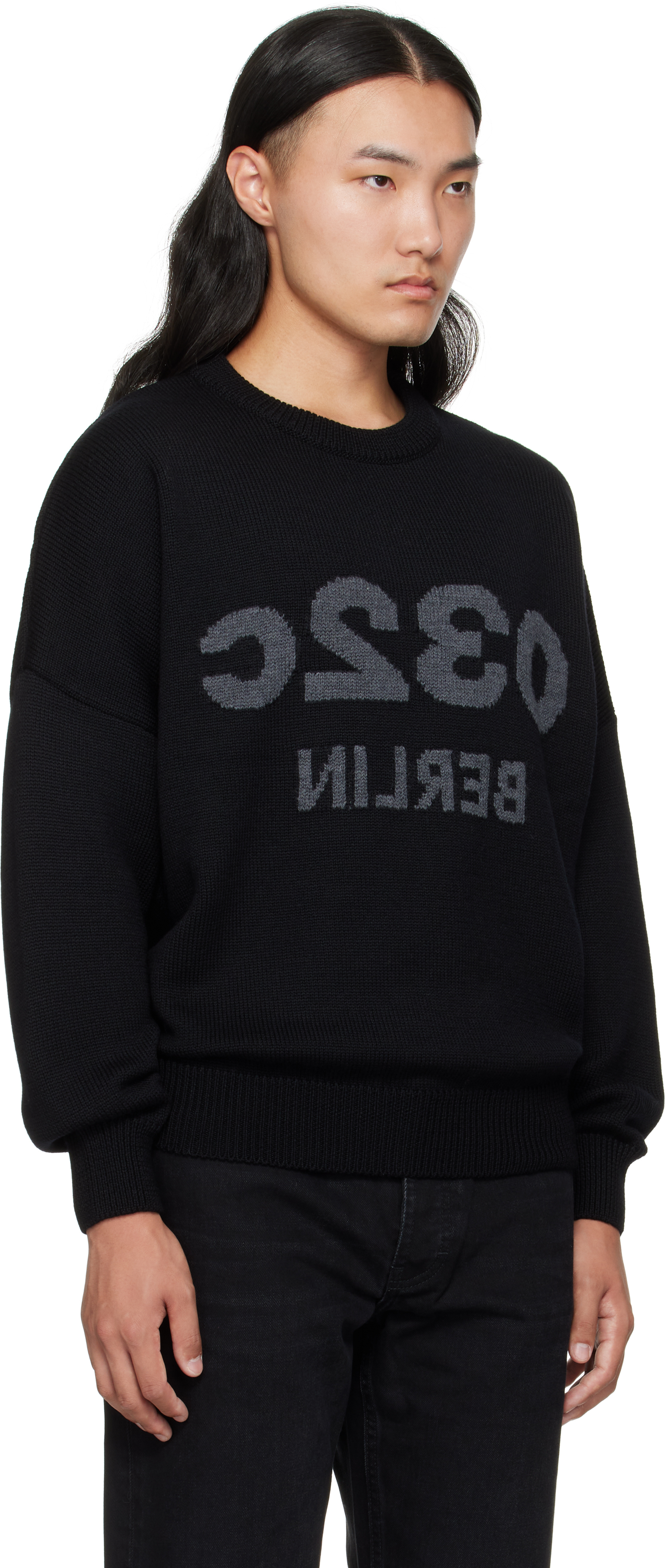 032c Black Selfie Sweater In Black