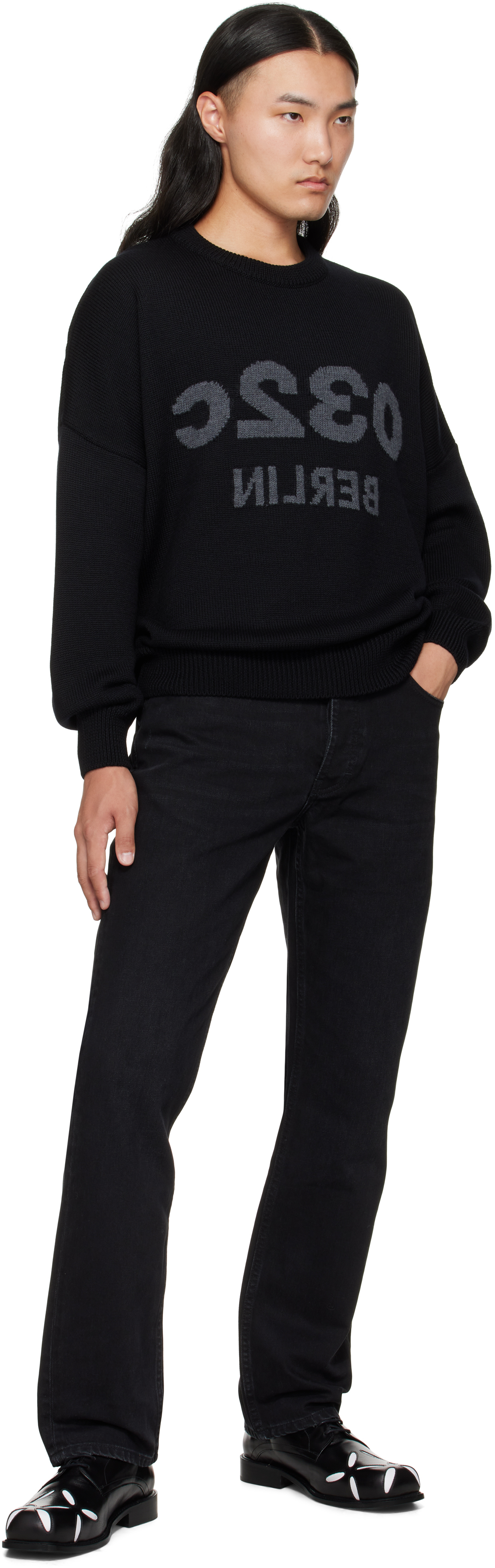 032c Black Selfie Sweater In Black