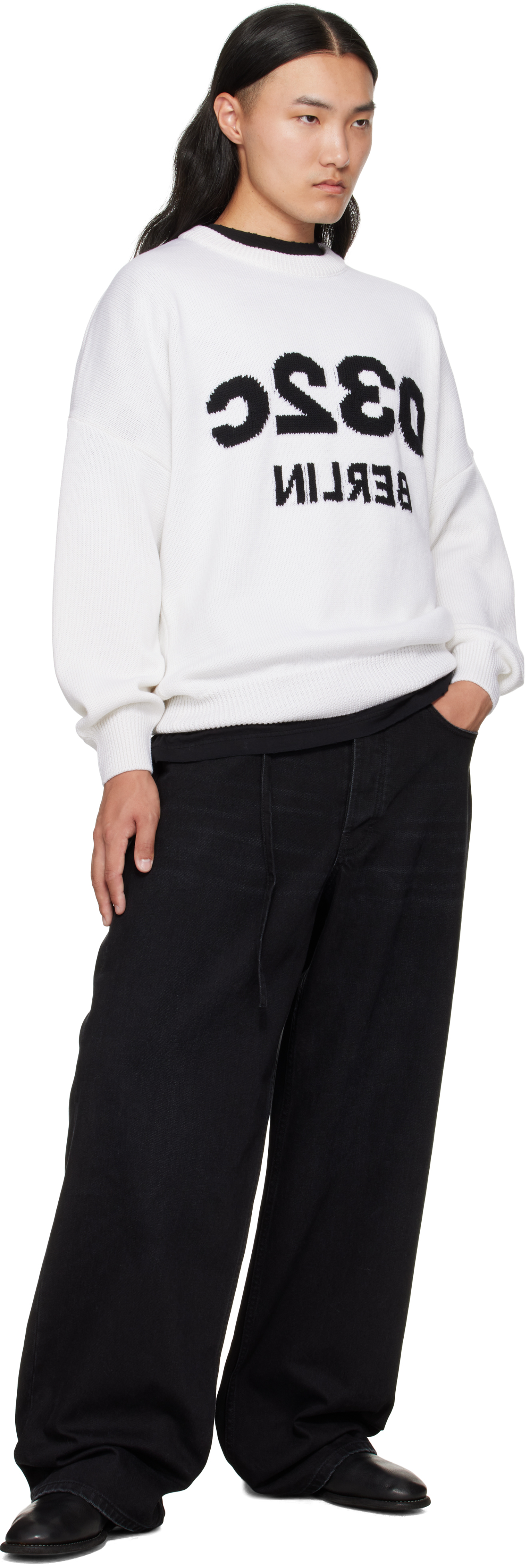 032c White Selfie Sweater In White