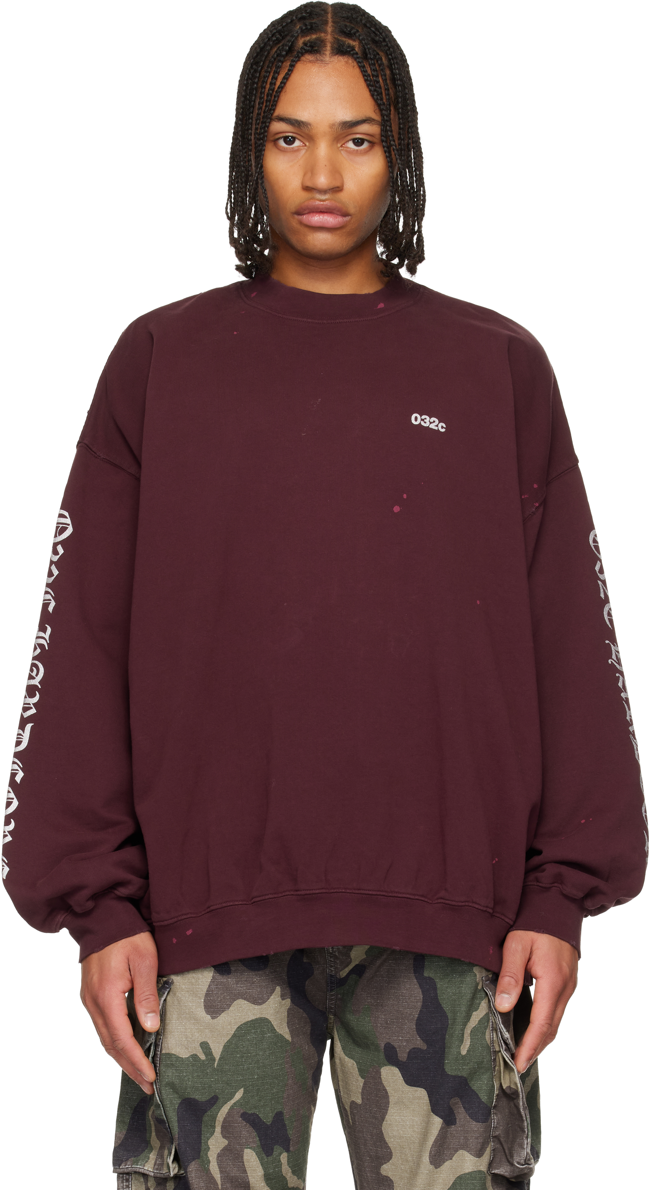 032c Burgundy Hardcore Since 2001 Oversized Sweatshirt