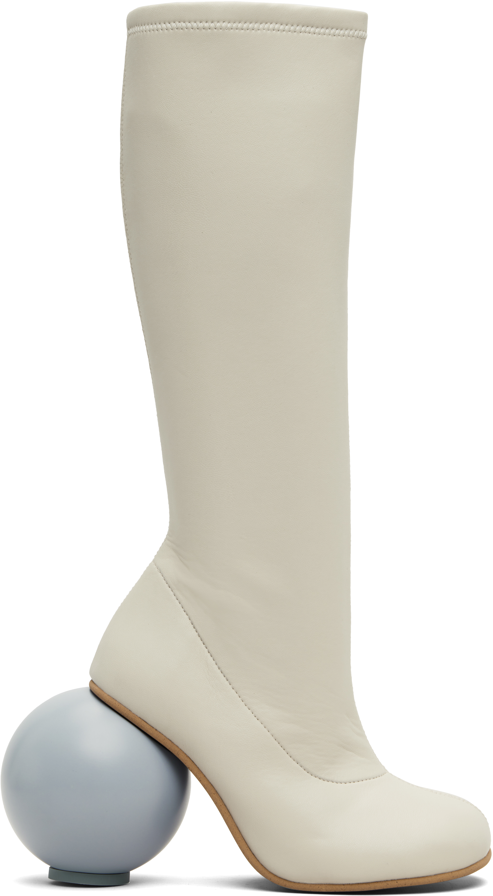 Yume Yume Beige Ball Tall Boots In Neutral