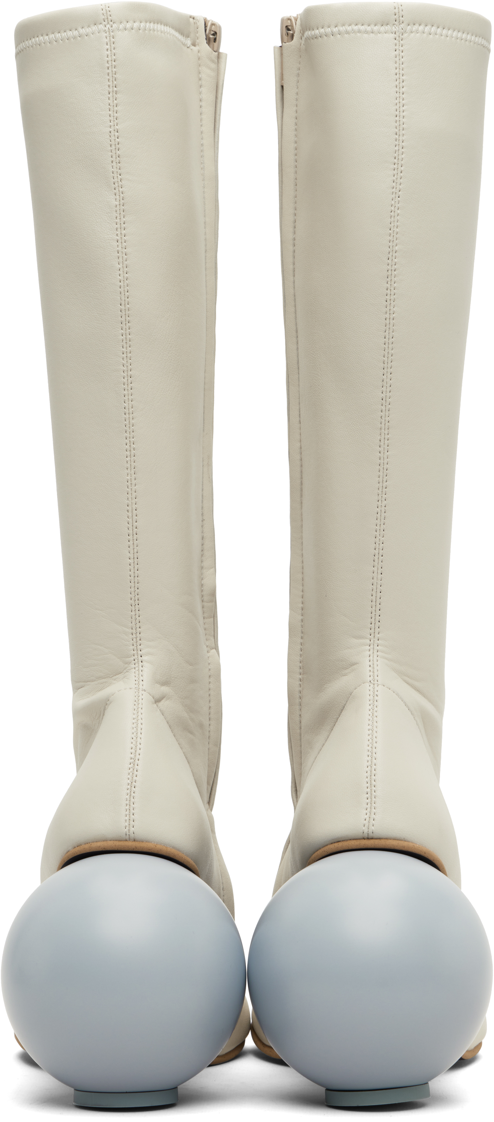 Yume Yume Beige Ball Tall Boots In Neutral