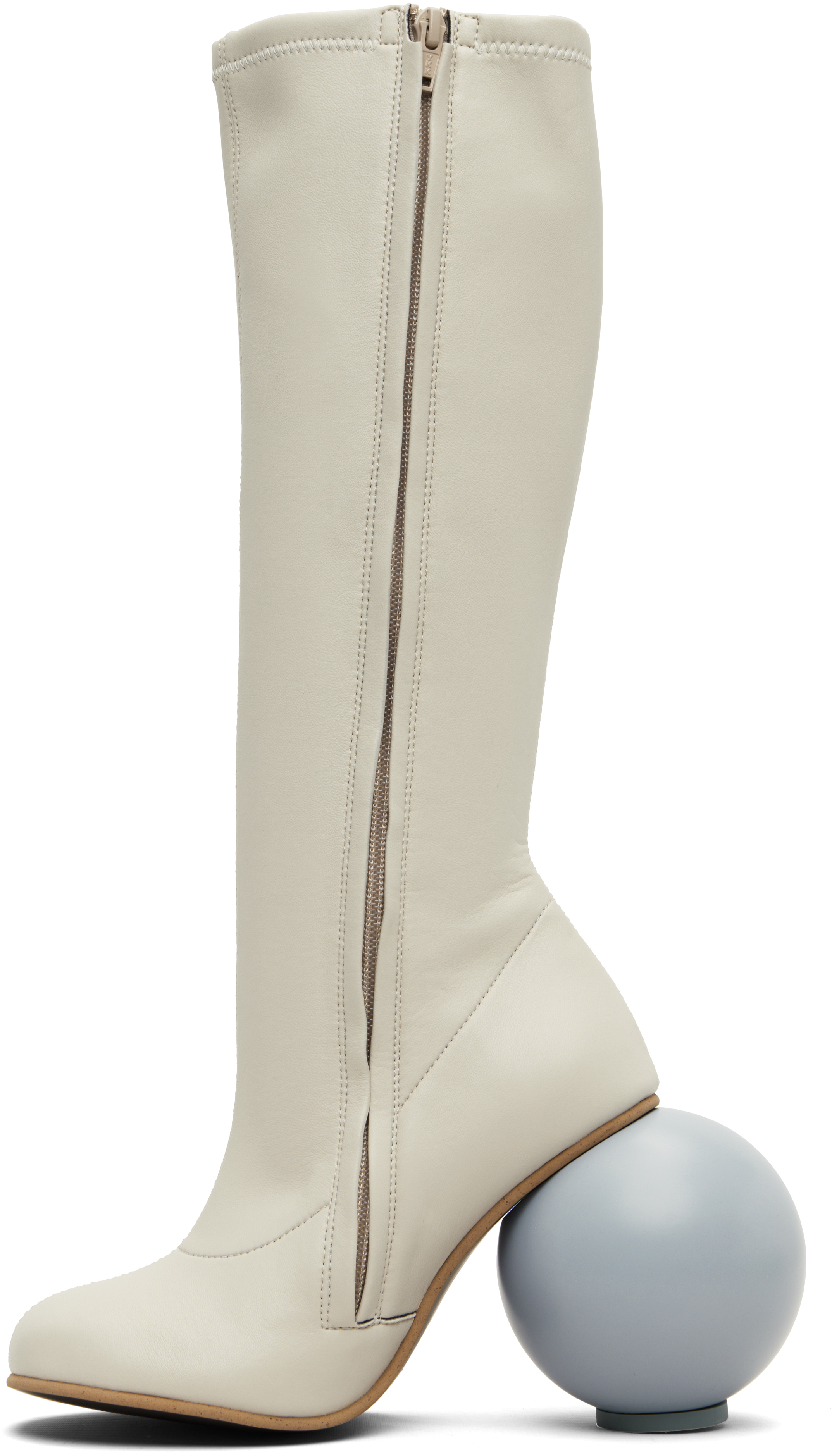 Yume Yume Beige Ball Tall Boots In Neutral
