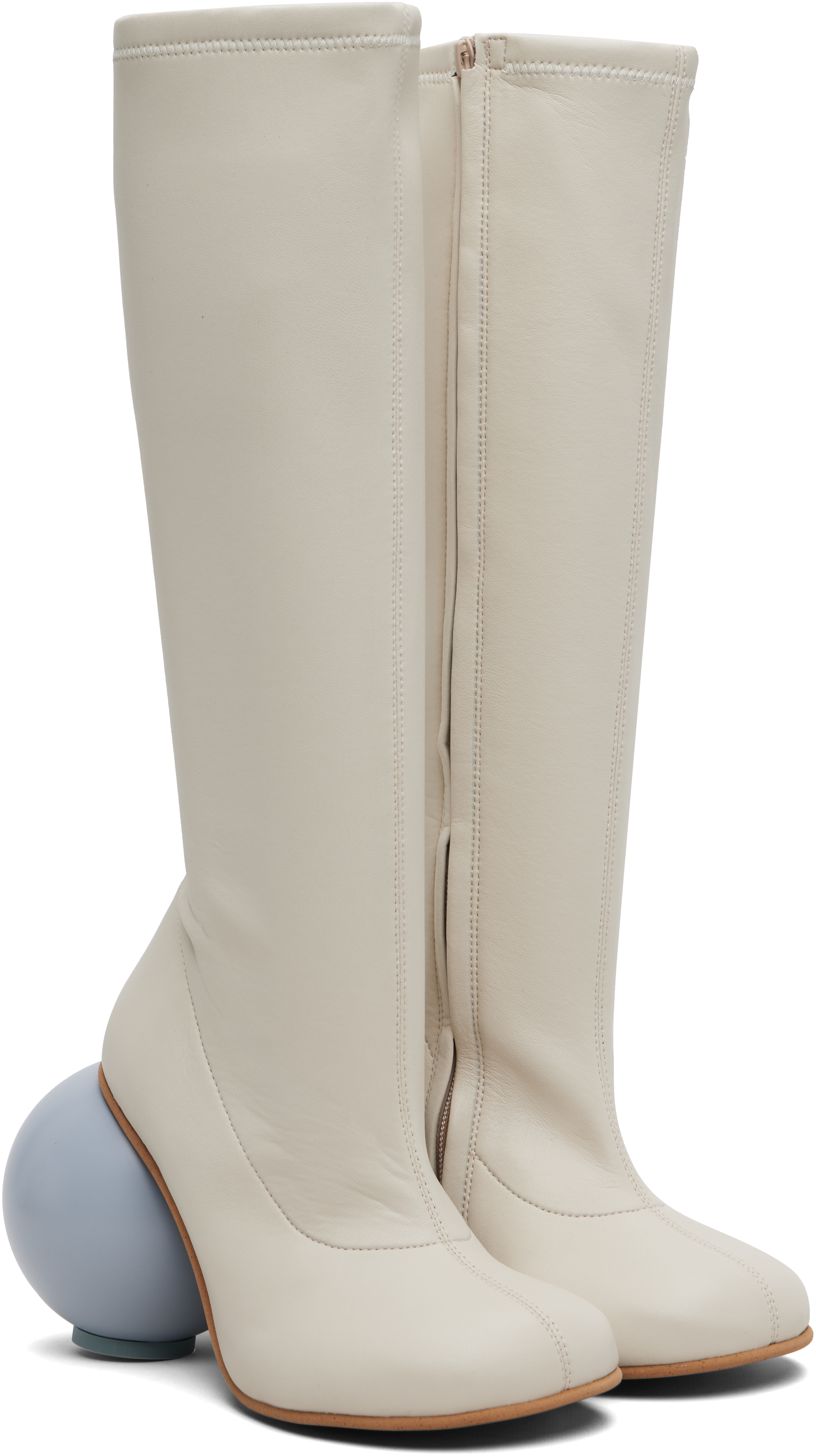 Yume Yume Beige Ball Tall Boots In Neutral