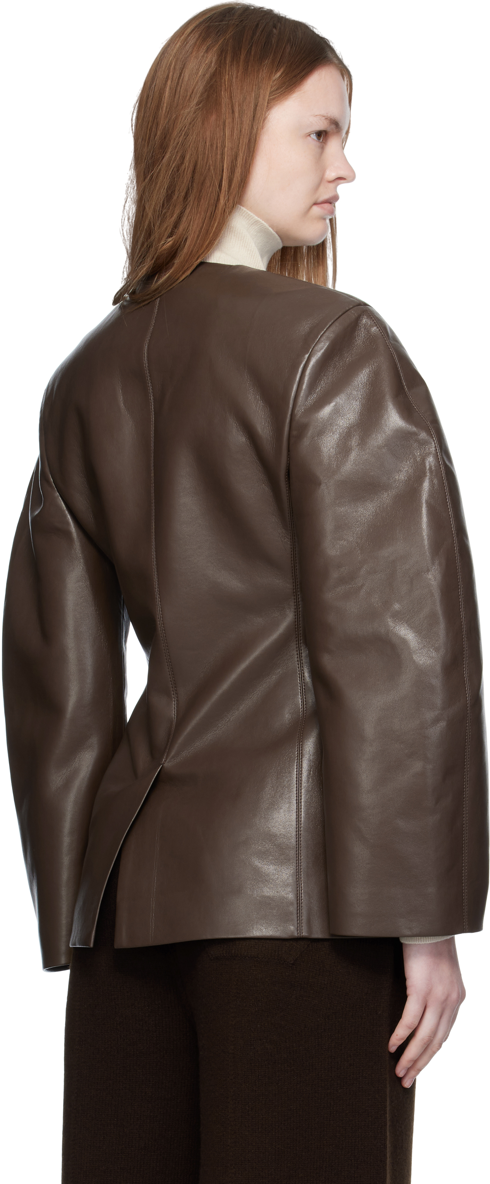 Nanushka Erina Darted Faux Leather Jacket In Brown