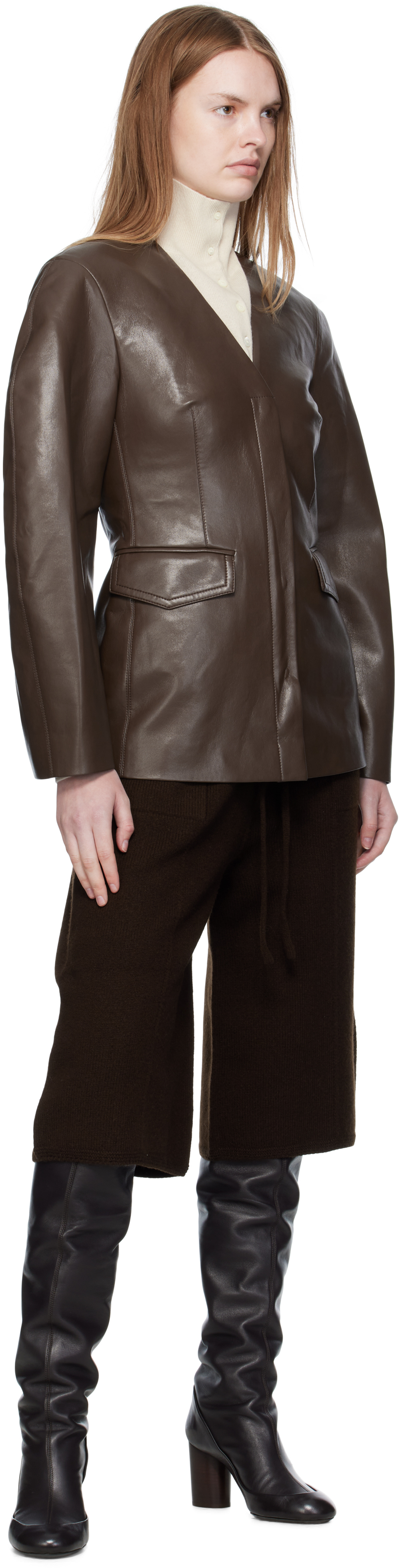 Nanushka Erina Darted Faux Leather Jacket In Brown