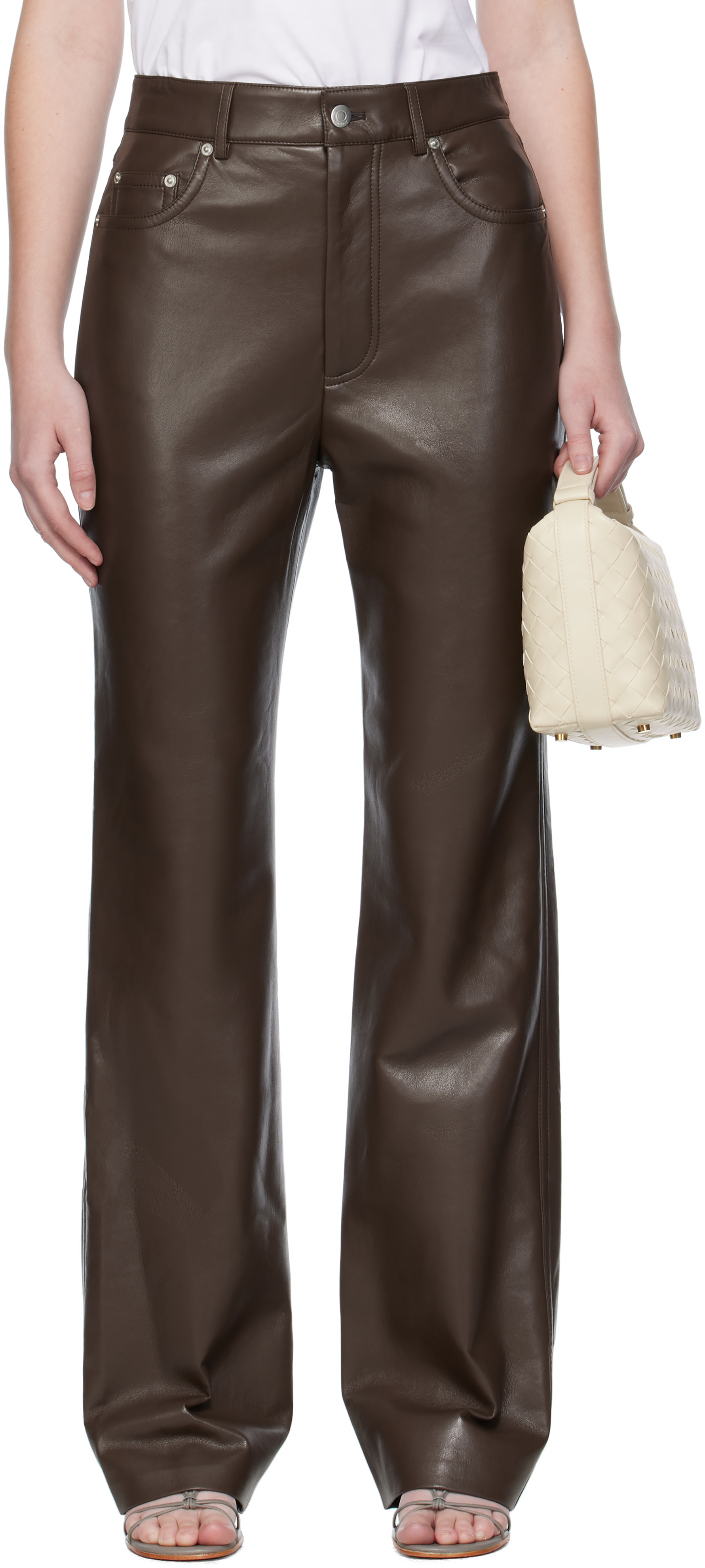 Brown Seldes Regenerated Leather Trousers