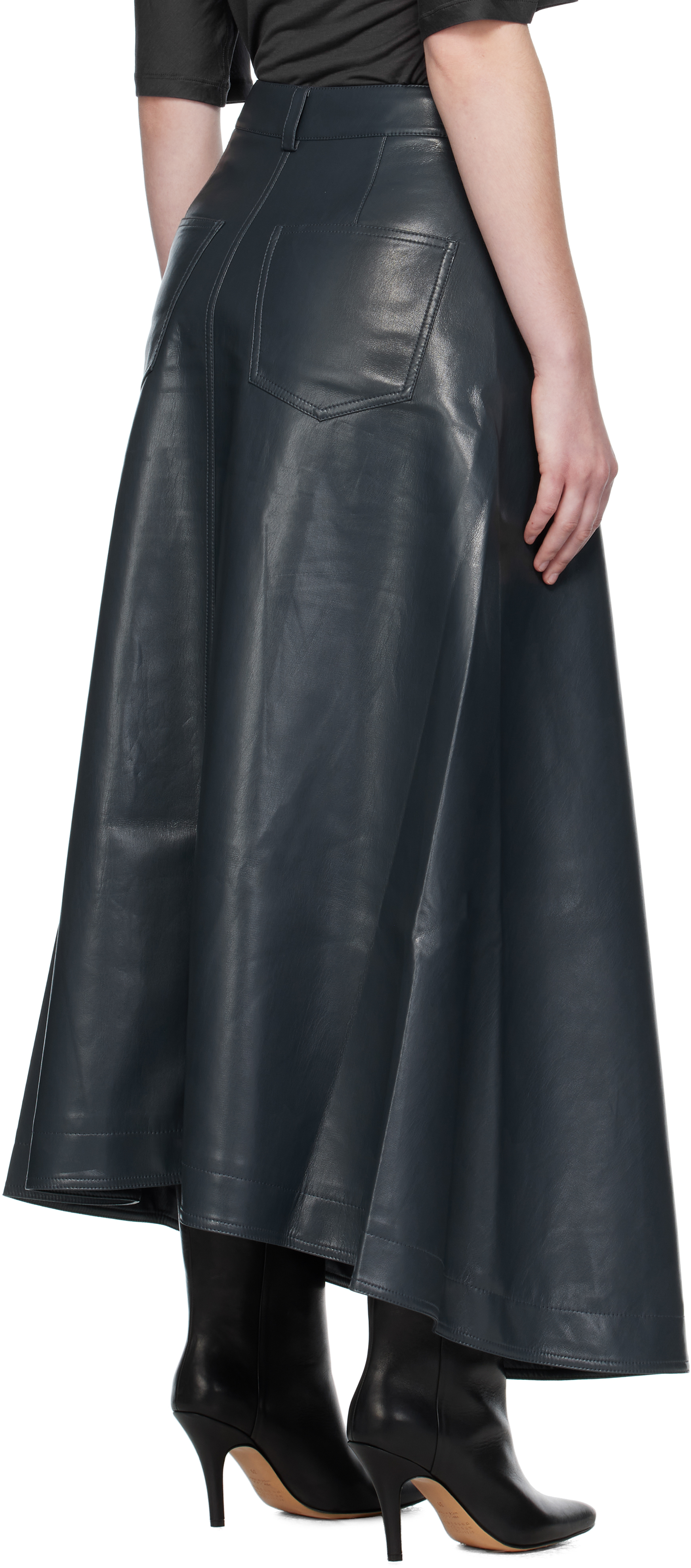 Nanushka Blue Neith Draped Vegan Leather Maxi Skirt In Black