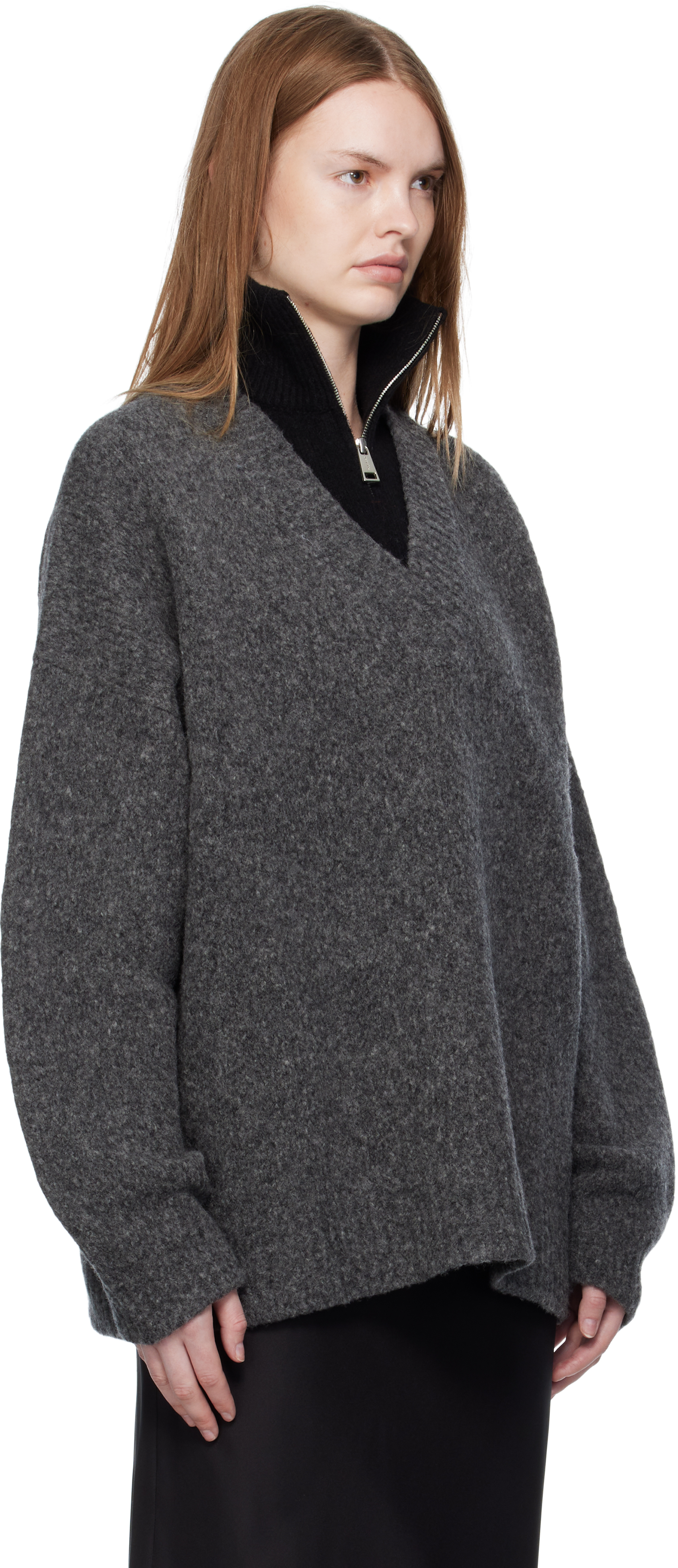 Nanushka Zip-up Sweater In Gray