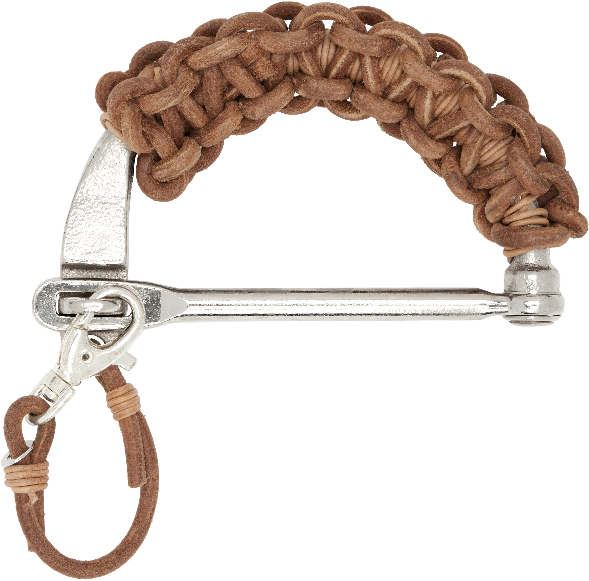 Brown & Silver Nº43 Leather Handle Keychain