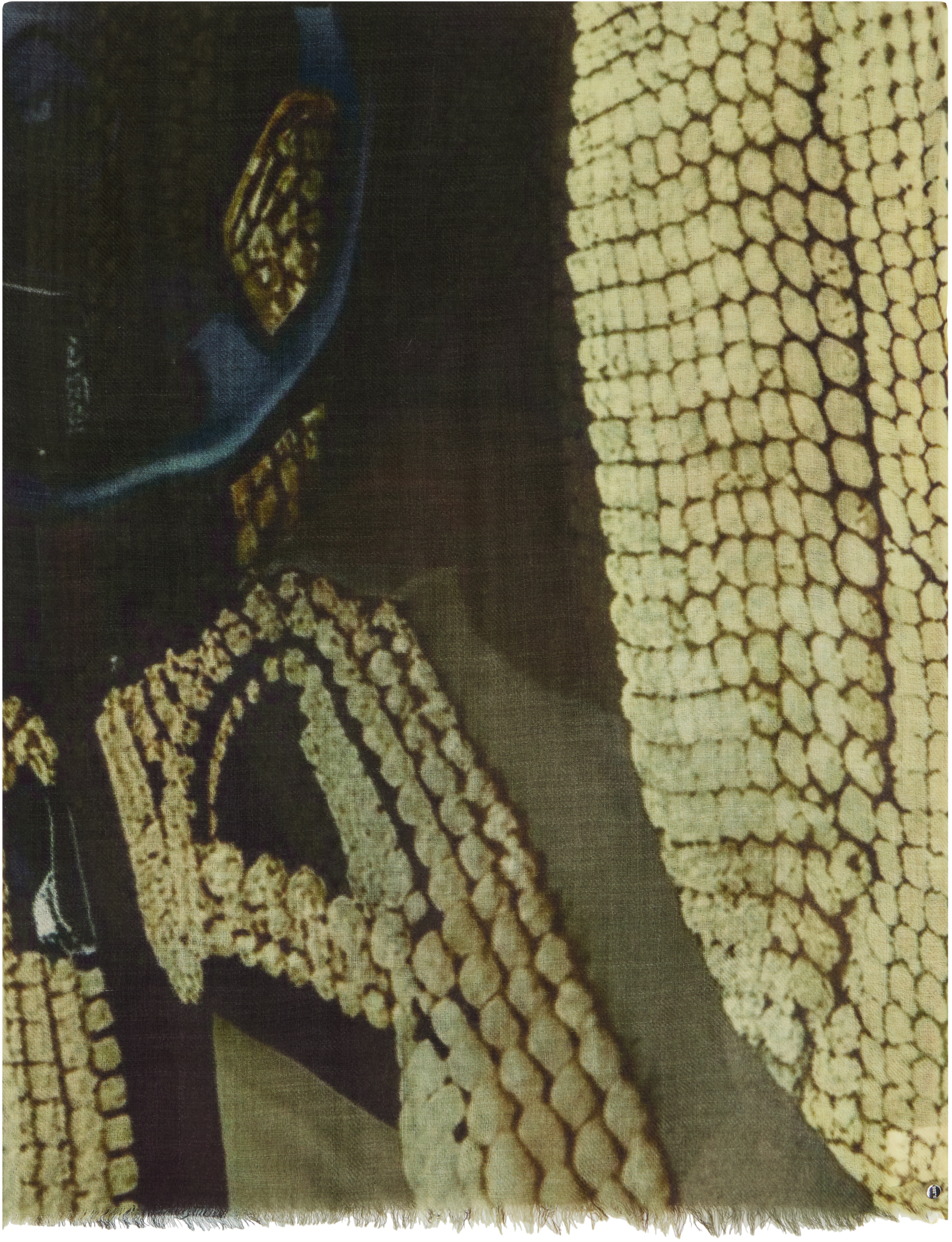 Bless Green Saunarider Print Wool Scarf