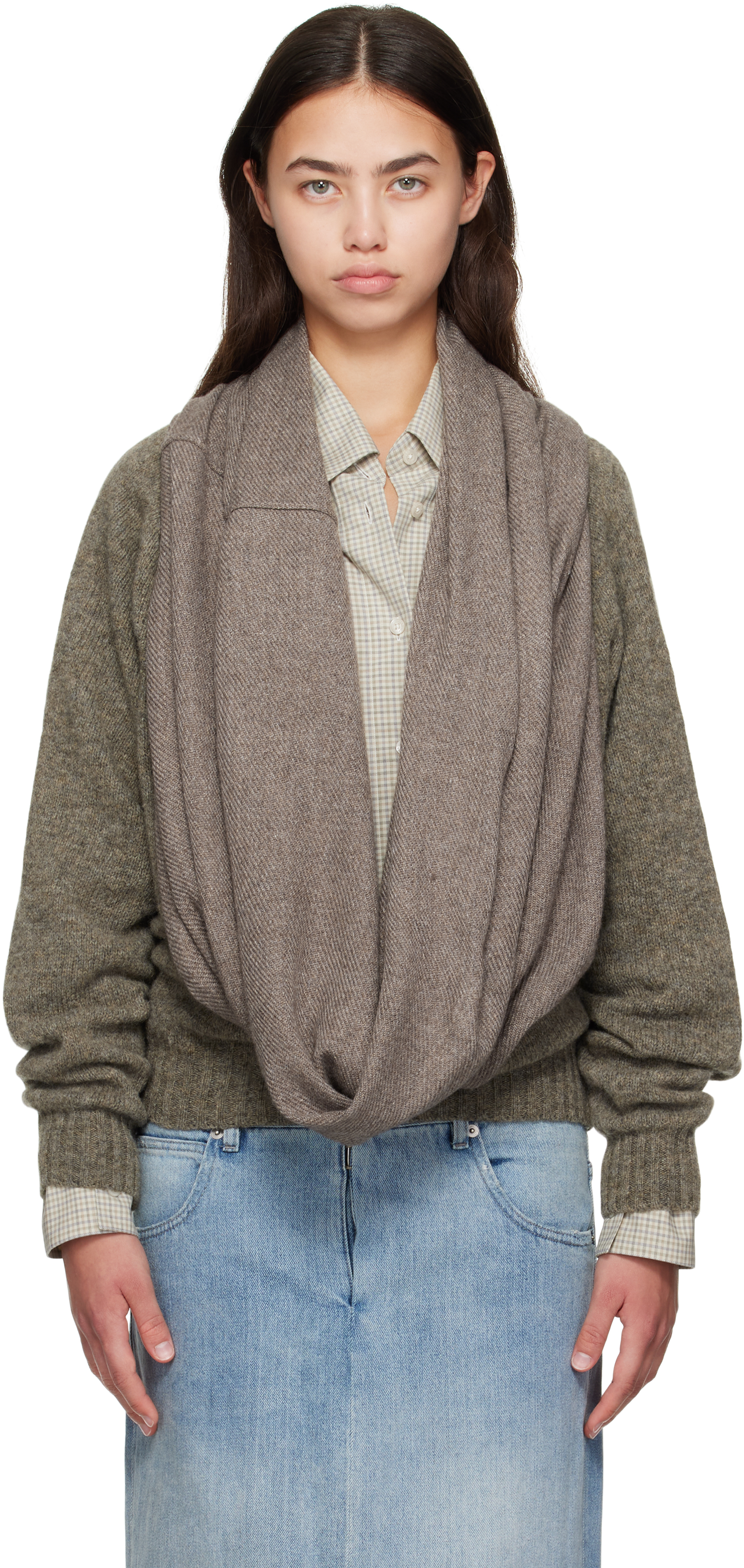Bless Brown Waterfall Har Sweater In Brown