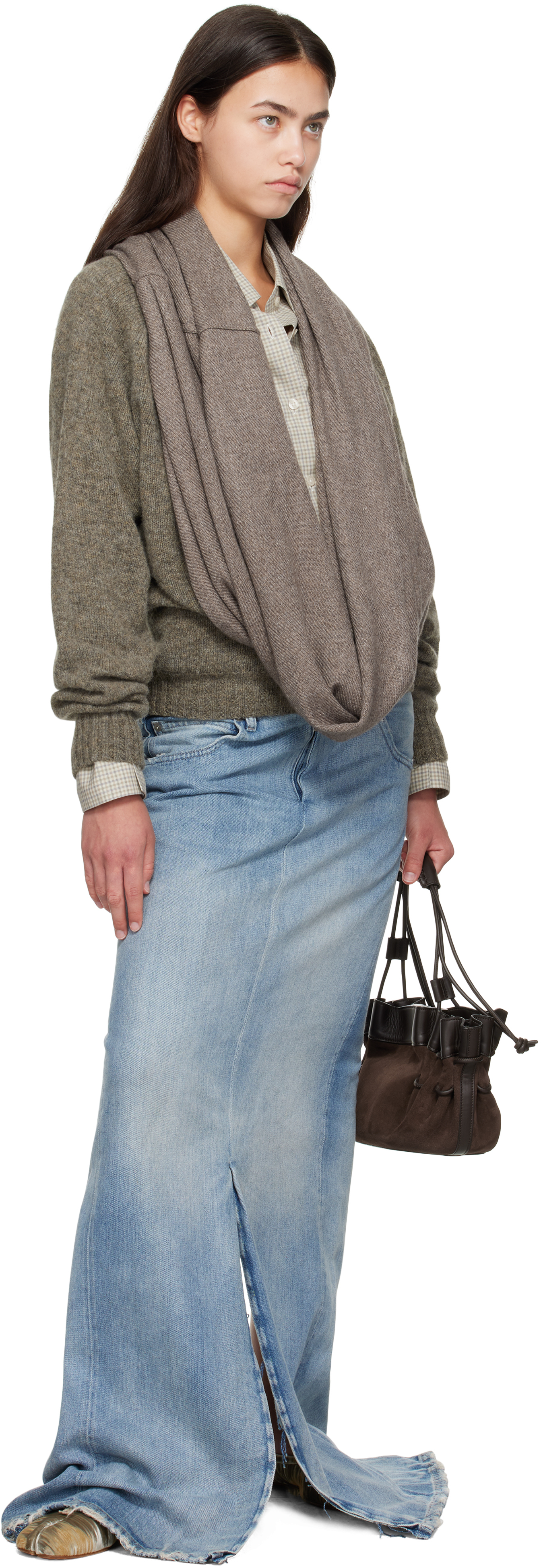 Bless Brown Waterfall Har Sweater In Brown