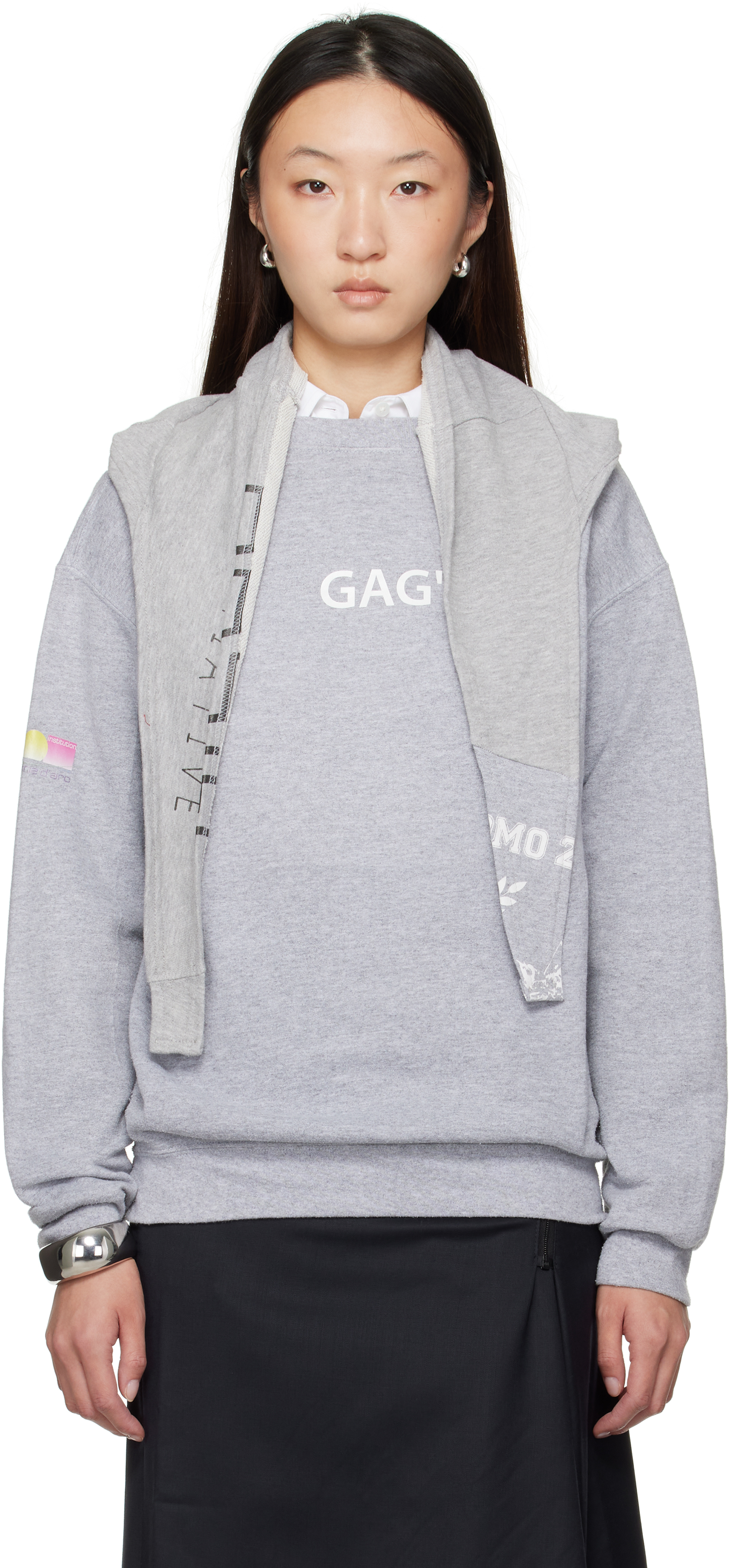 Bless Gray Scarfersweater Sweatshirt