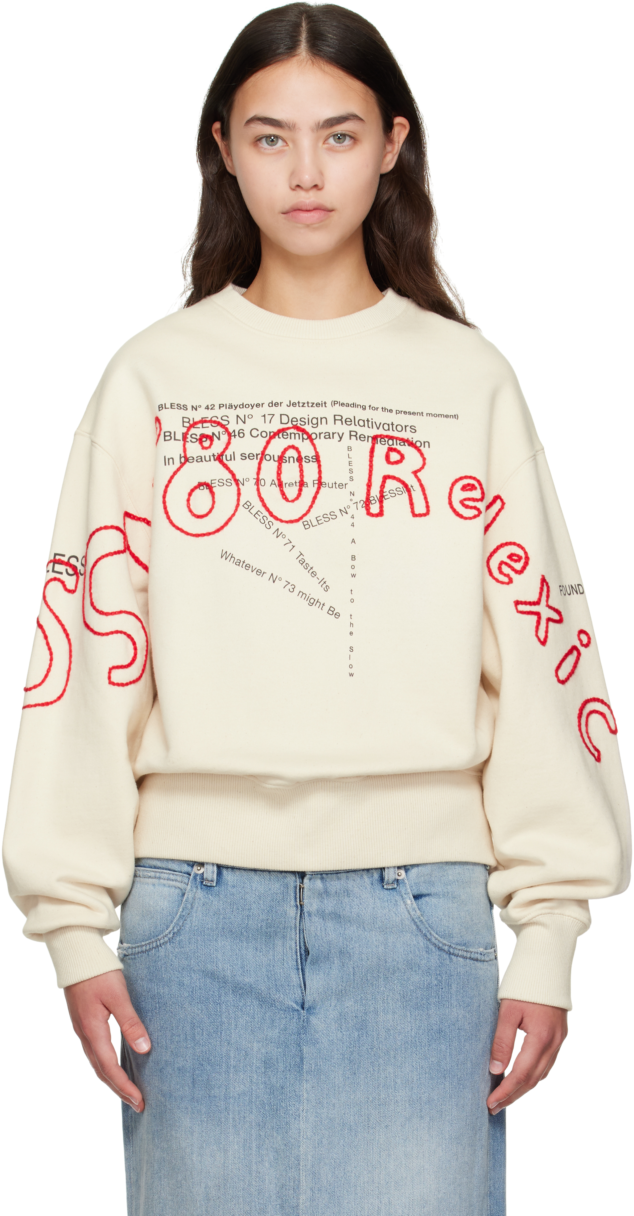 Bless Beige Reflexic Multicollection Sweatshirt In White