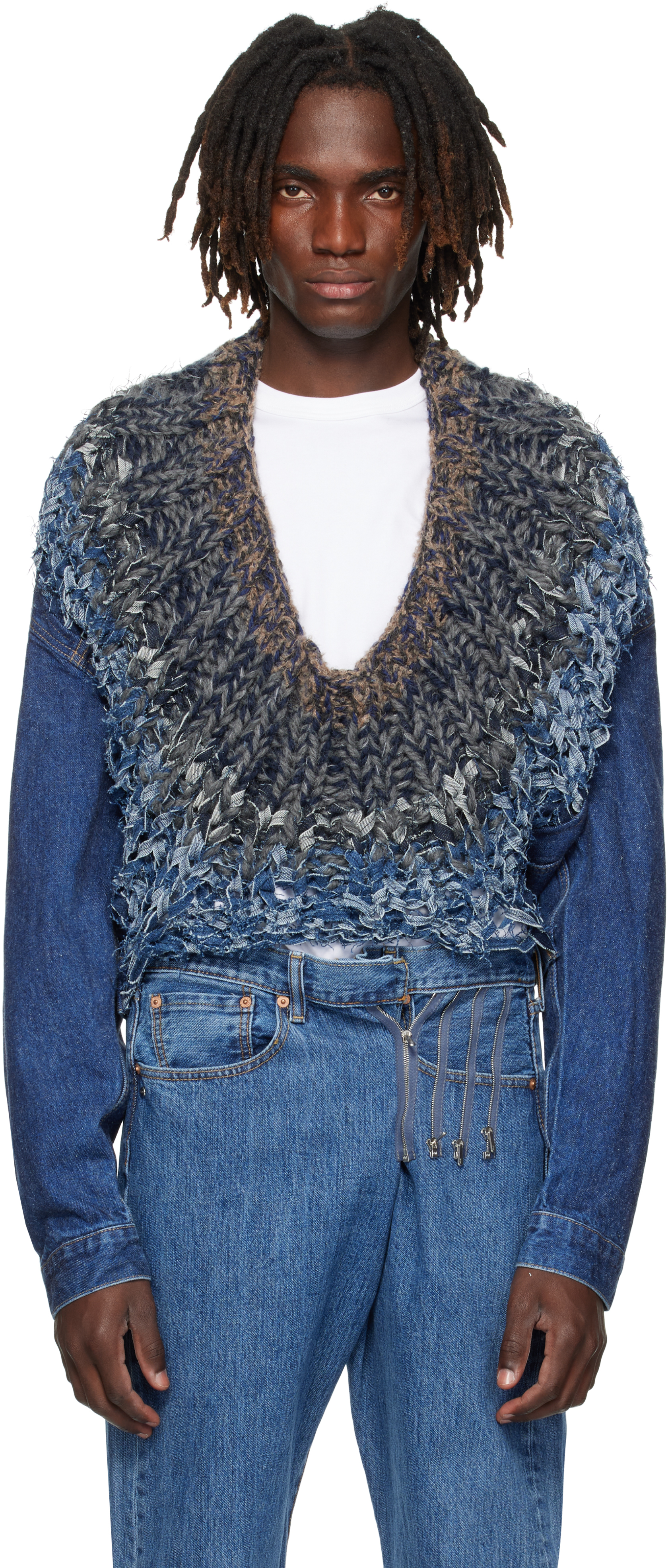 Navy Nº65 Jeanscirclejacket Denim Jacket by Bless on Sale