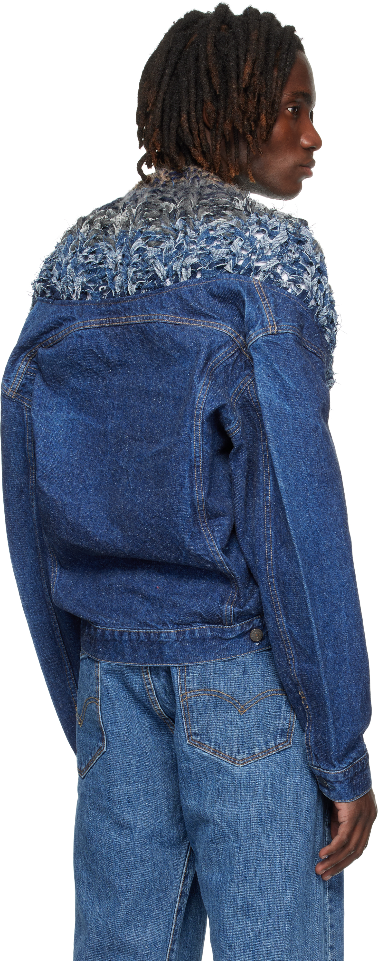Bless Navy Nº65 Jeanscirclejacket Denim Jacket In Blue
