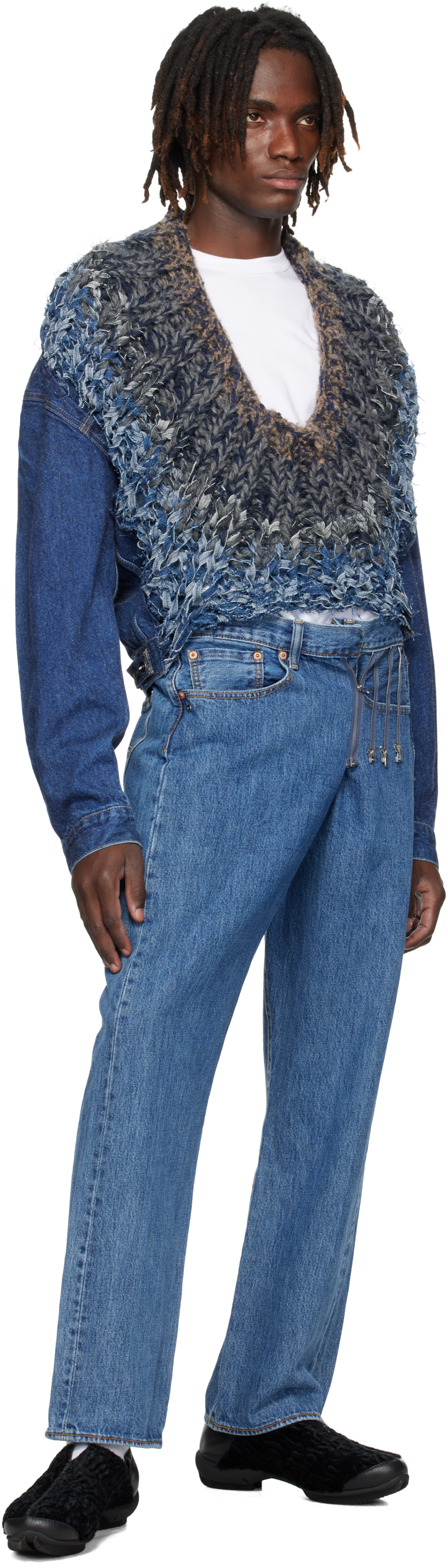 Bless Navy Nº65 Jeanscirclejacket Denim Jacket In Blue