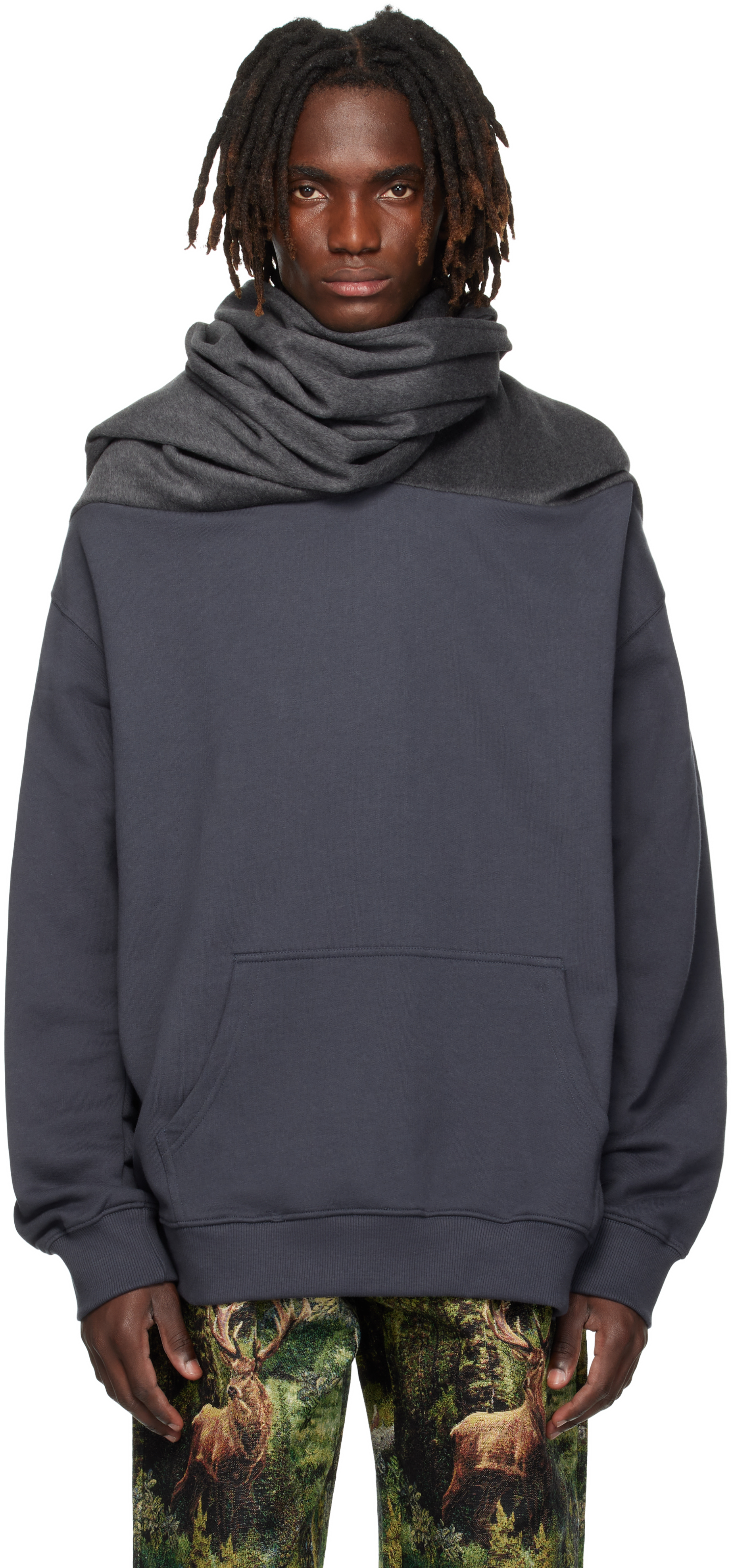 Bless Ssense Exclusive Gray Loopsweater Hoodie In Blue