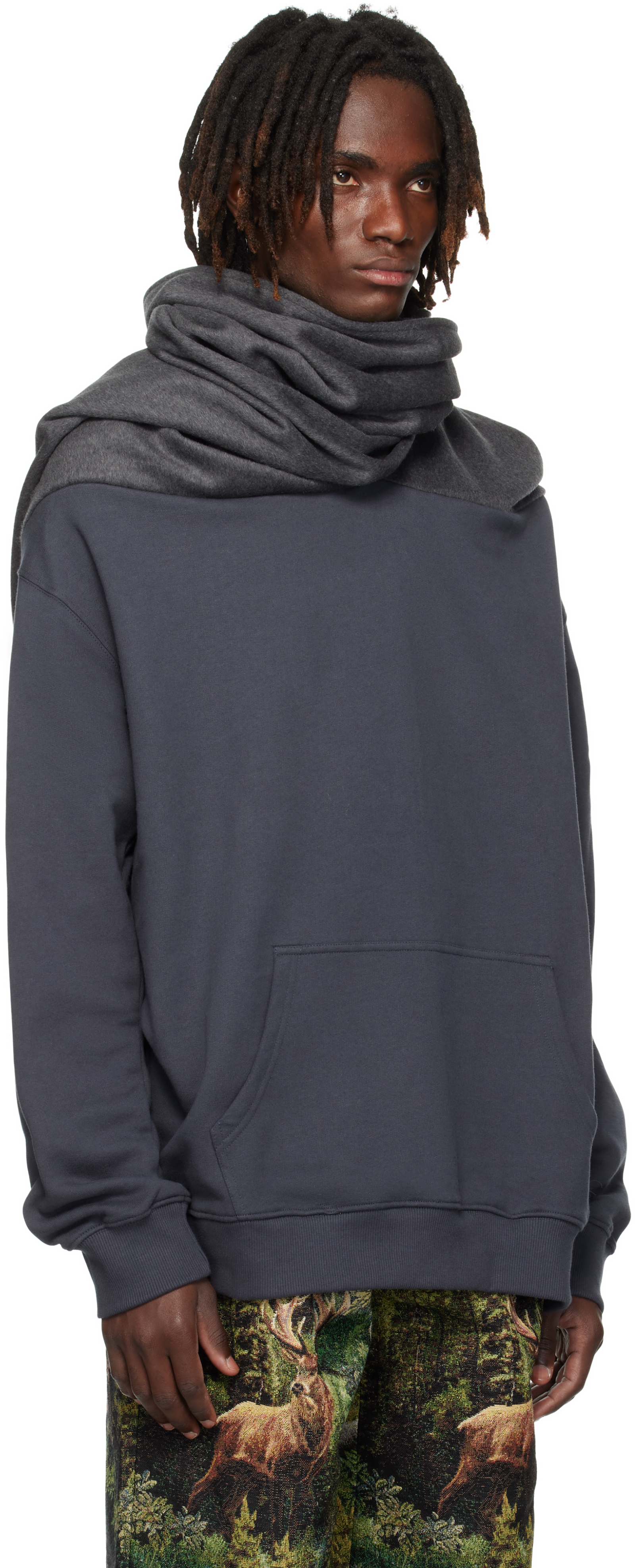 Bless Ssense Exclusive Gray Loopsweater Hoodie In Blue