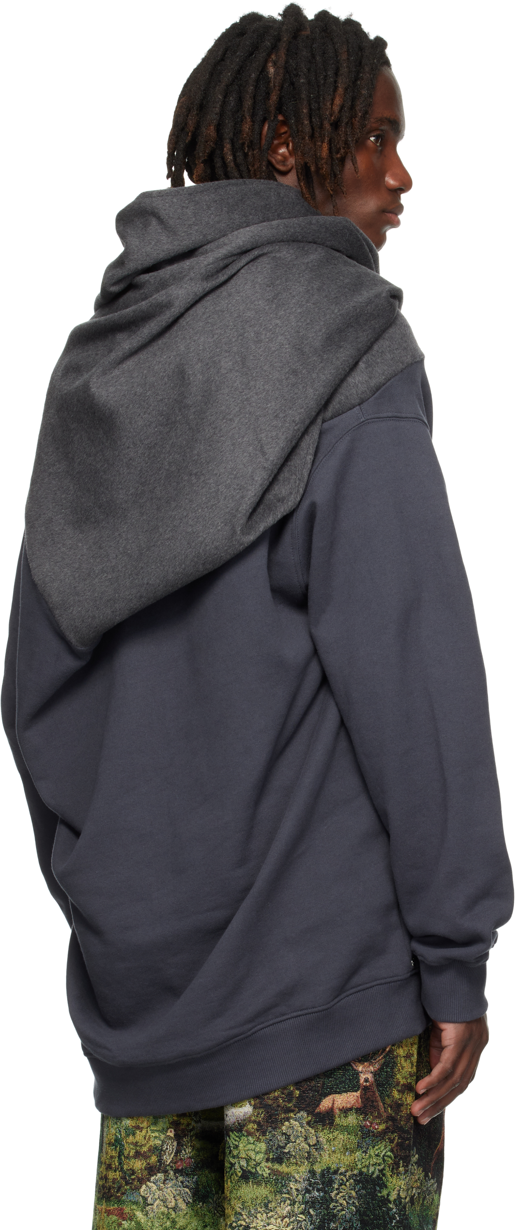 Bless Ssense Exclusive Gray Loopsweater Hoodie In Blue