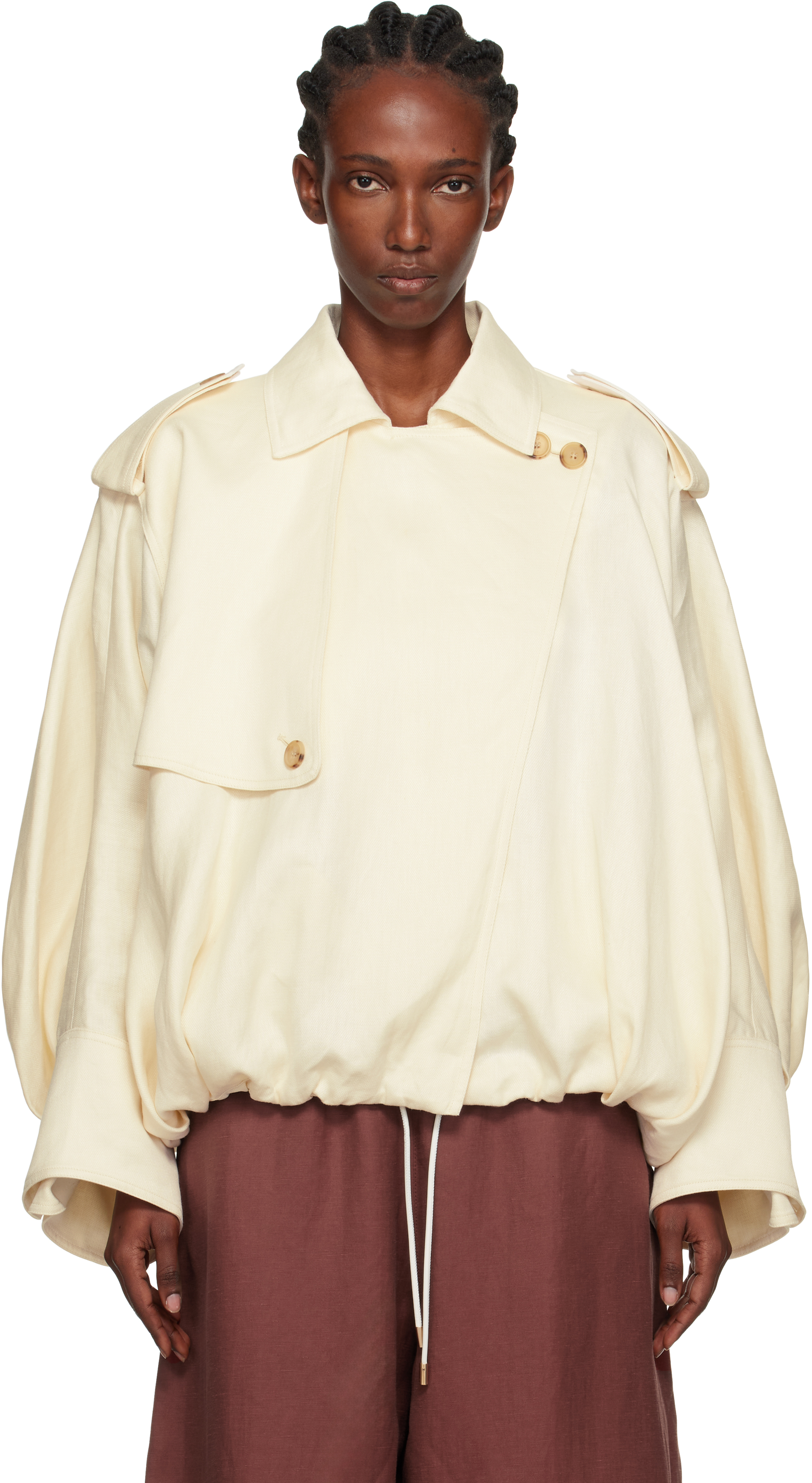 Beige Hunt Oversized Jacket